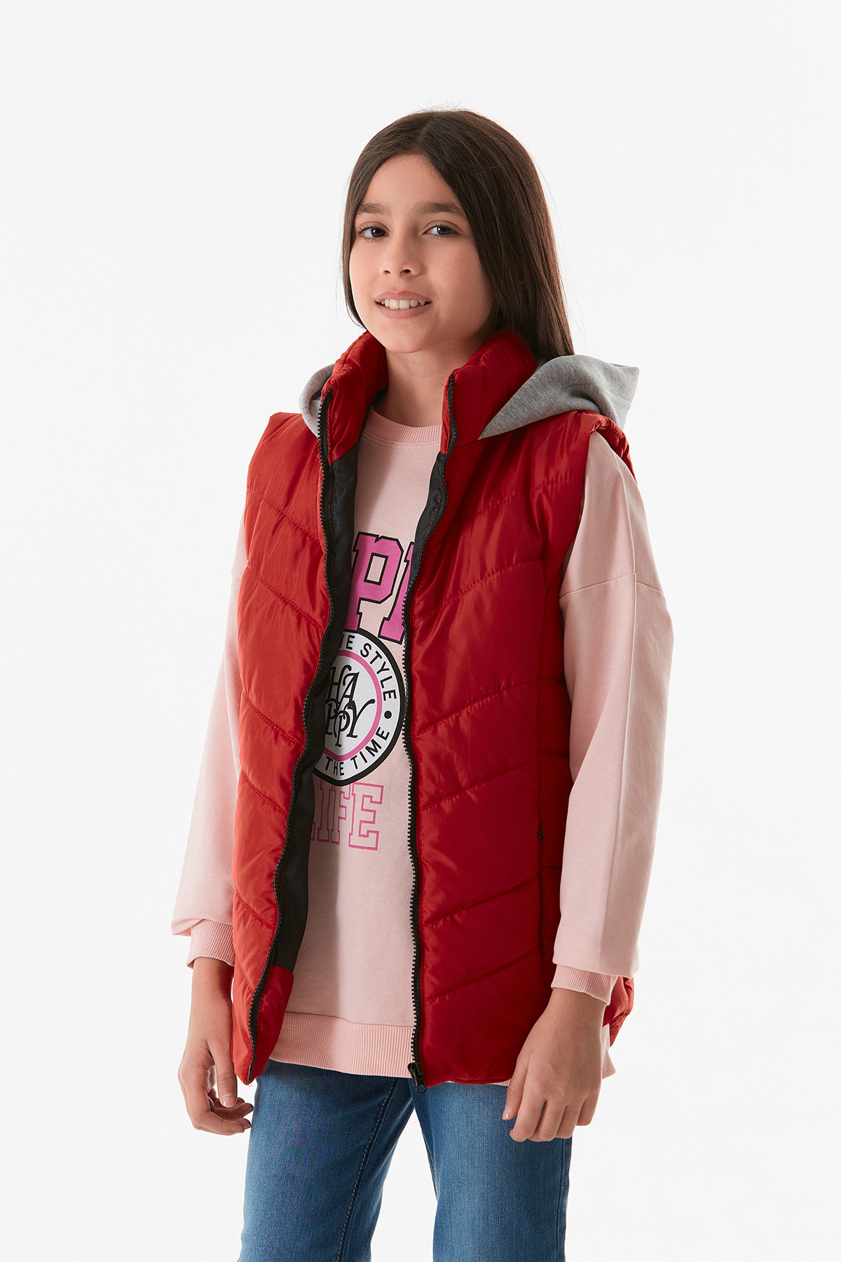 Fulla Moda-Pocket Zippered Hooded Girl's Vest 1