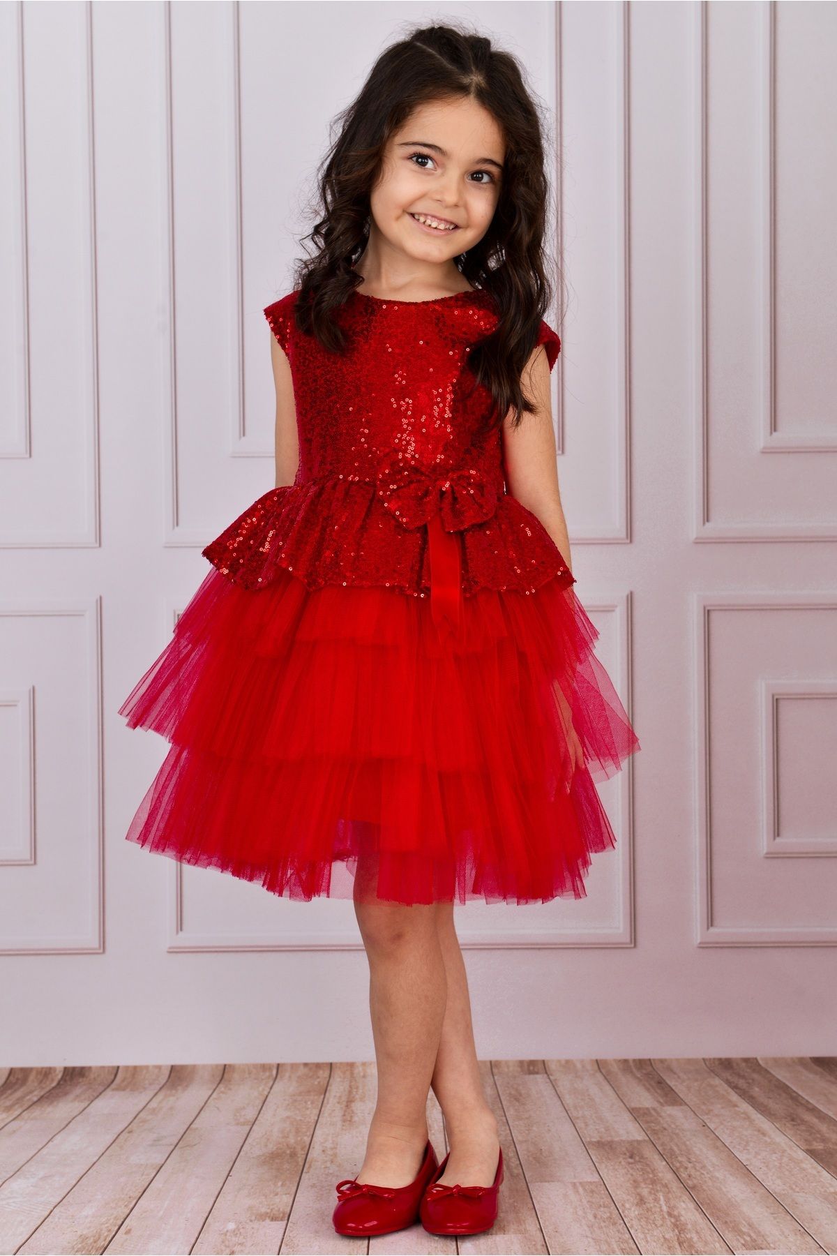 Mixie-Red Girl's Tulle Evening Dress Party and Birthday Dress 3