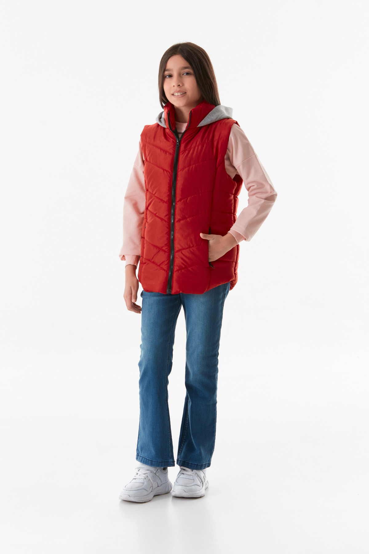 Fulla Moda-Pocket Zippered Hooded Girl's Vest 5