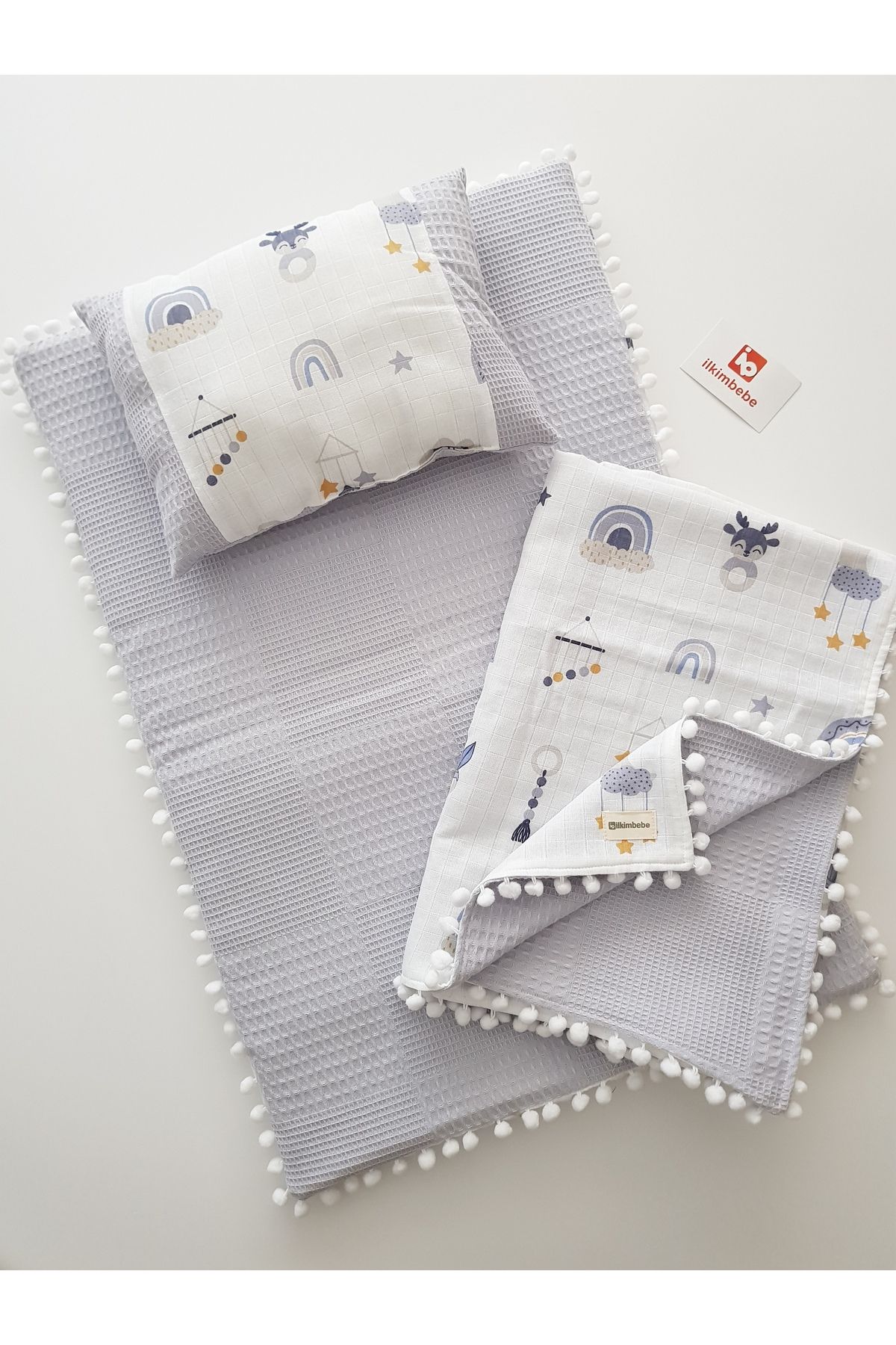 ilkimbebe-Baby Diaper Set with Blanket - Cushion, Muslin, Newborn, Crib and Baby Products 2