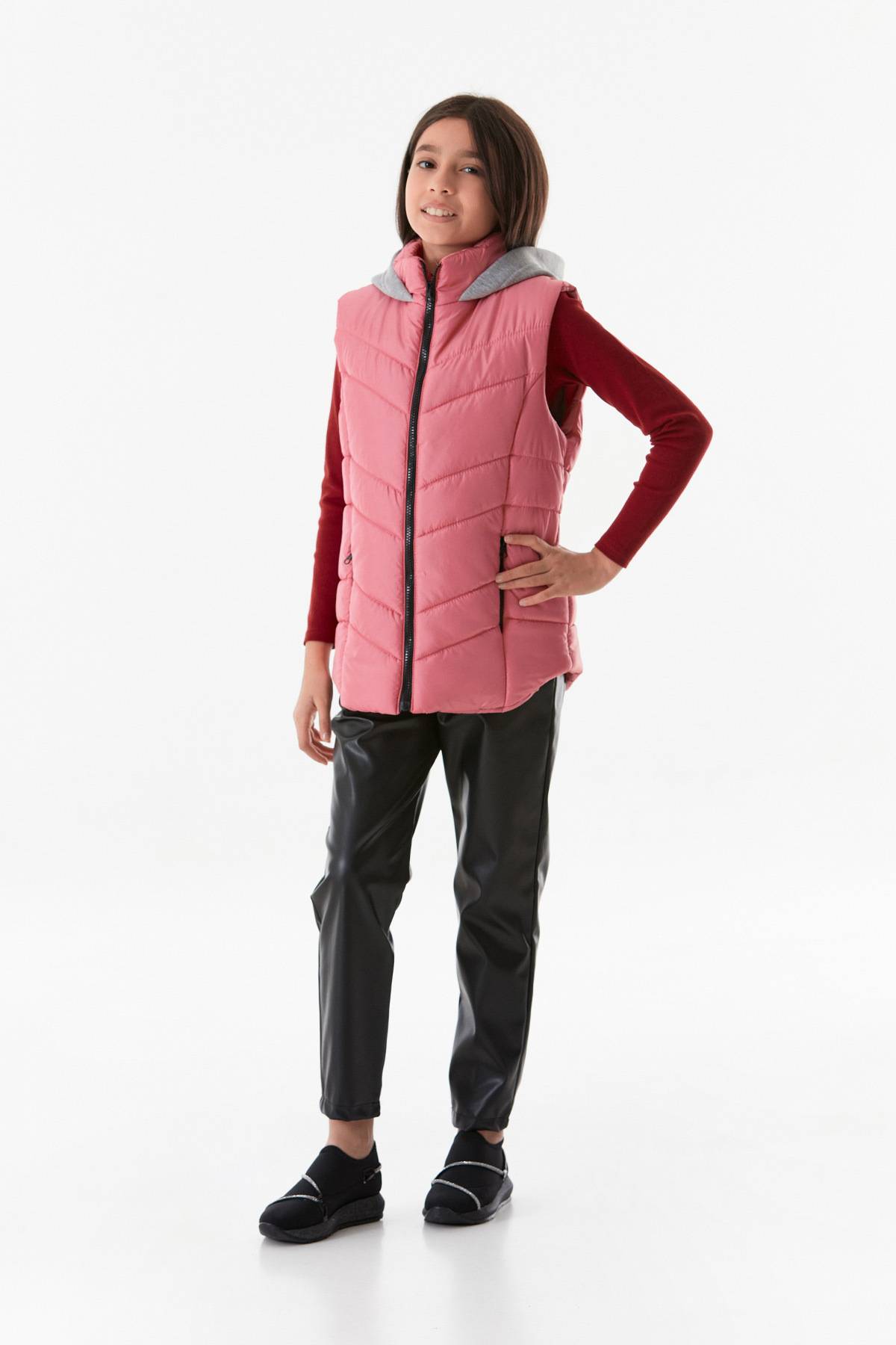 Fulla Moda-Pocket Zippered Hooded Girl's Vest 6