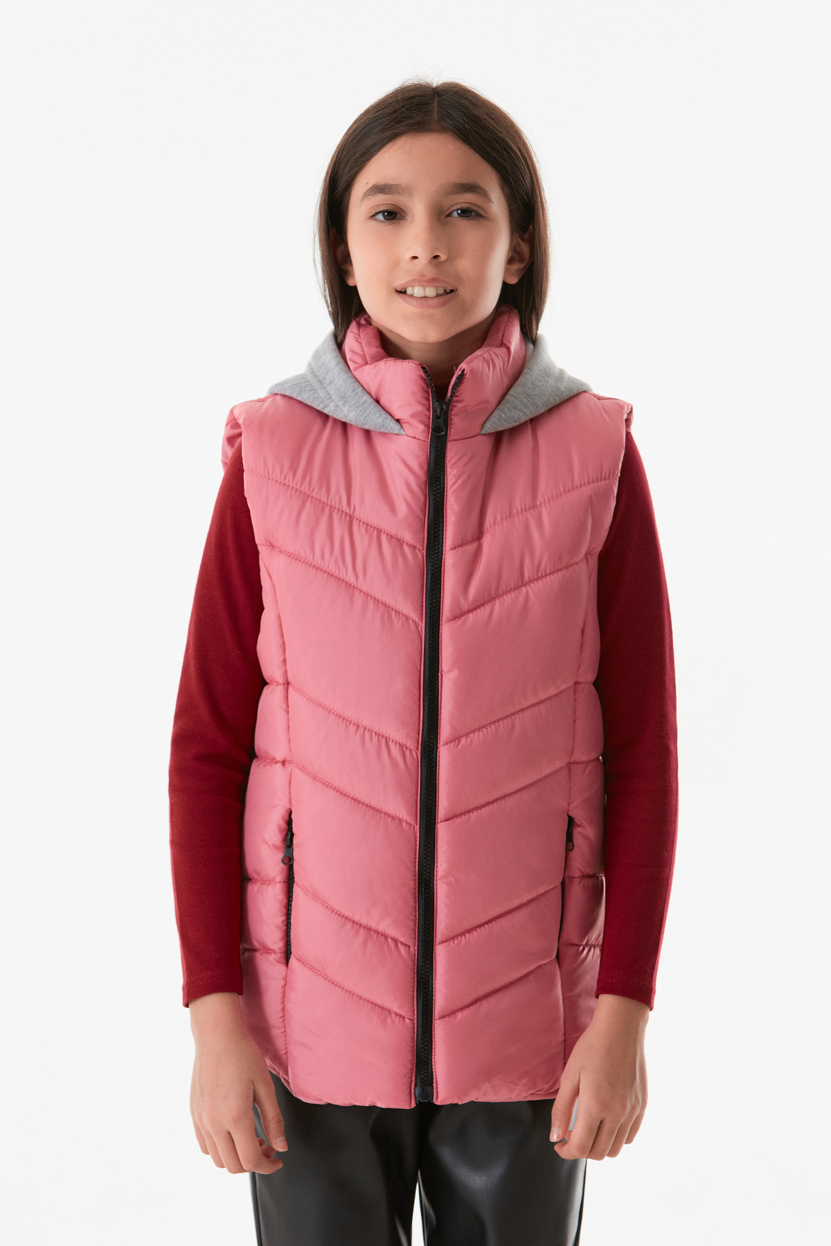 Fulla Moda-Pocket Zippered Hooded Girl's Vest 4