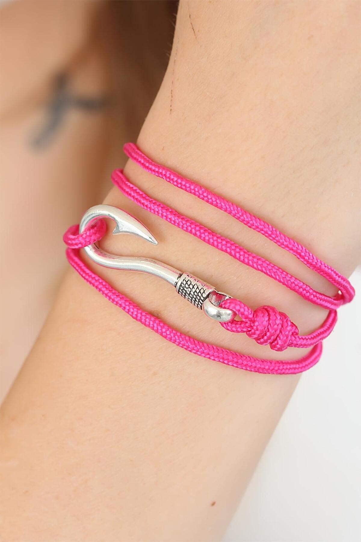 Skygo-Fuchsia Color Multi Bracelet with Silver Metal Hook - Tj-Bb2374-Ks 2