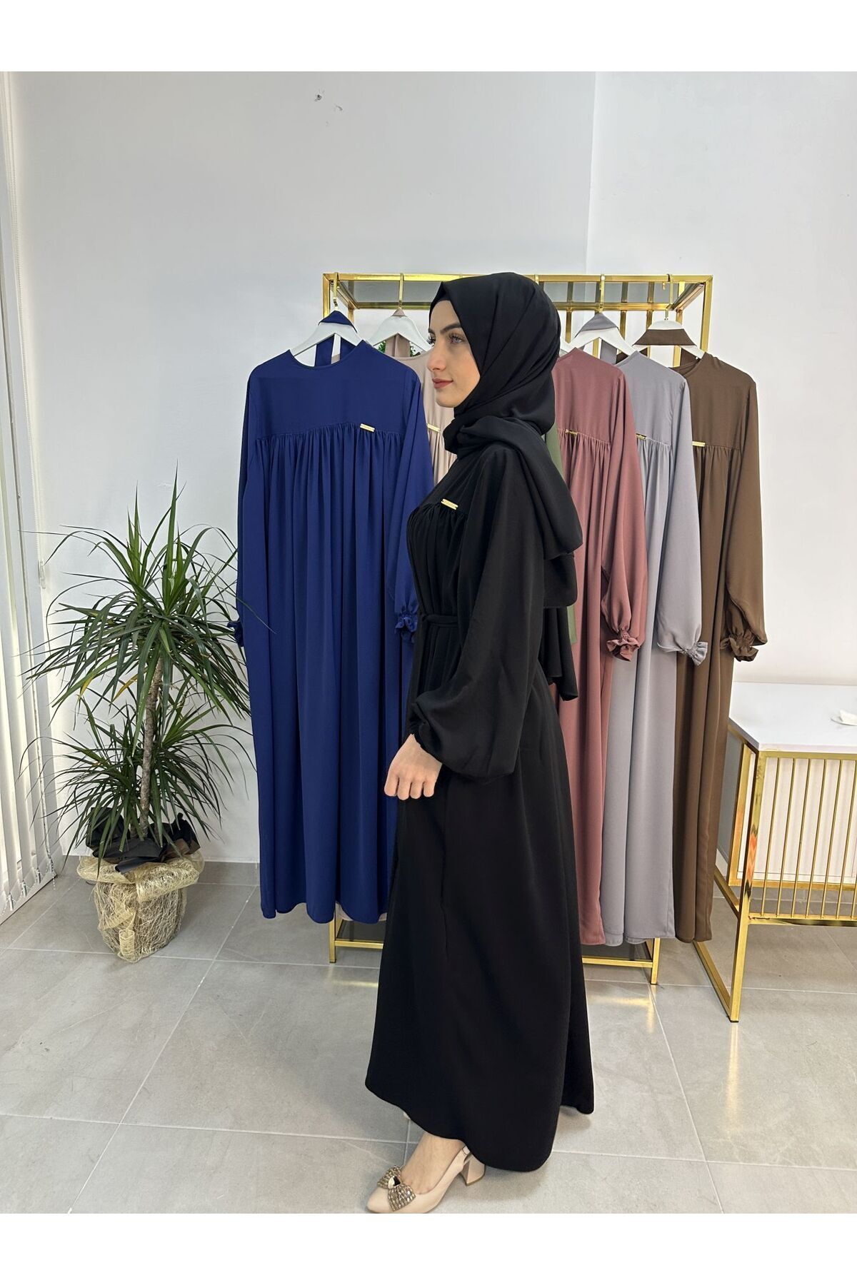 erasra class-Dress Set with Black Shawl and Robe Belt on Top - Hijap and Abaya (Suitable for Hajj and Umrah) 3