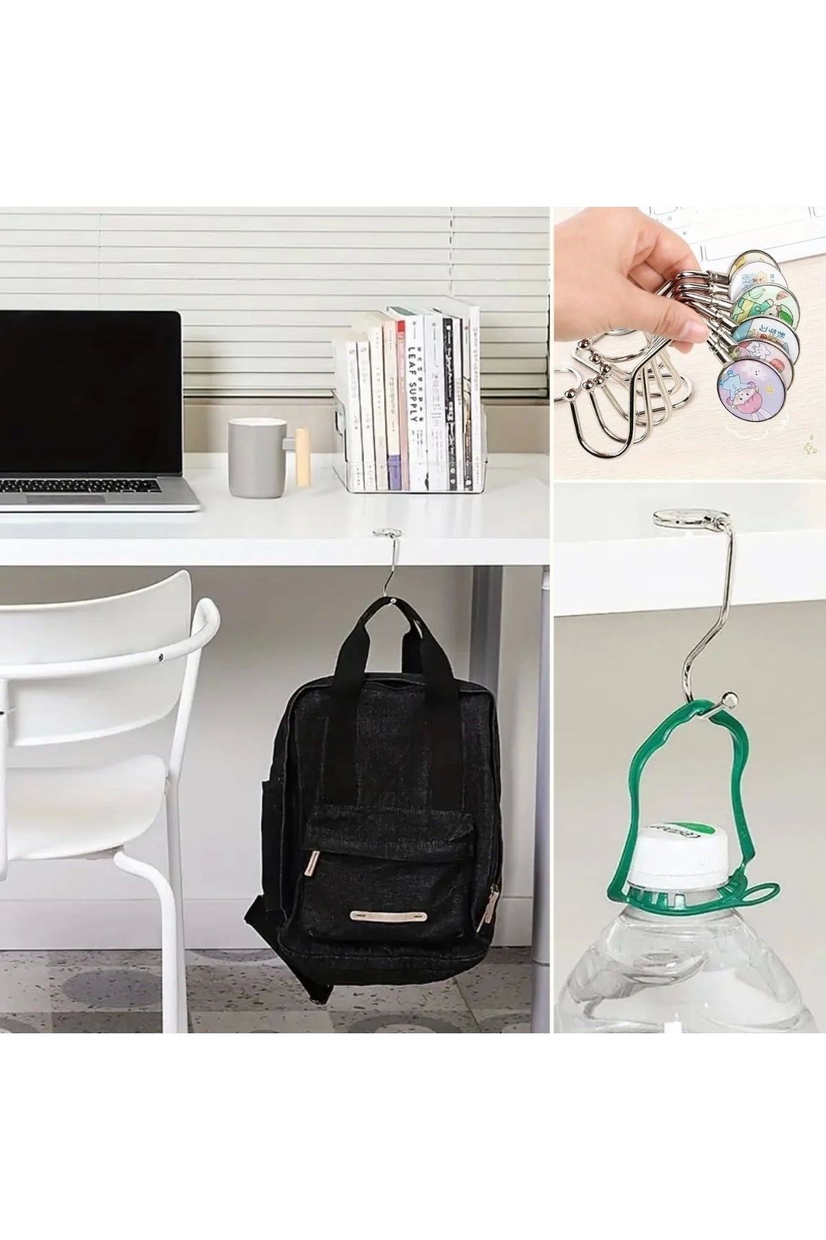 TTT-Buffer ®   Hanging Bag for Desk - Practical Metal Hook 3