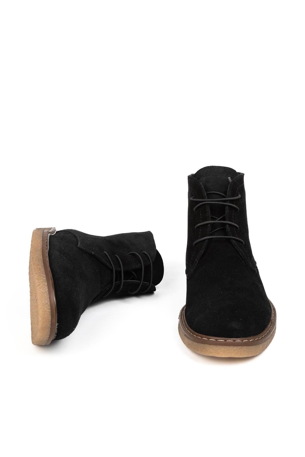 LA PASSION-Black Genuine Suede Women's Boots - Laced Non-Slip Sole 6