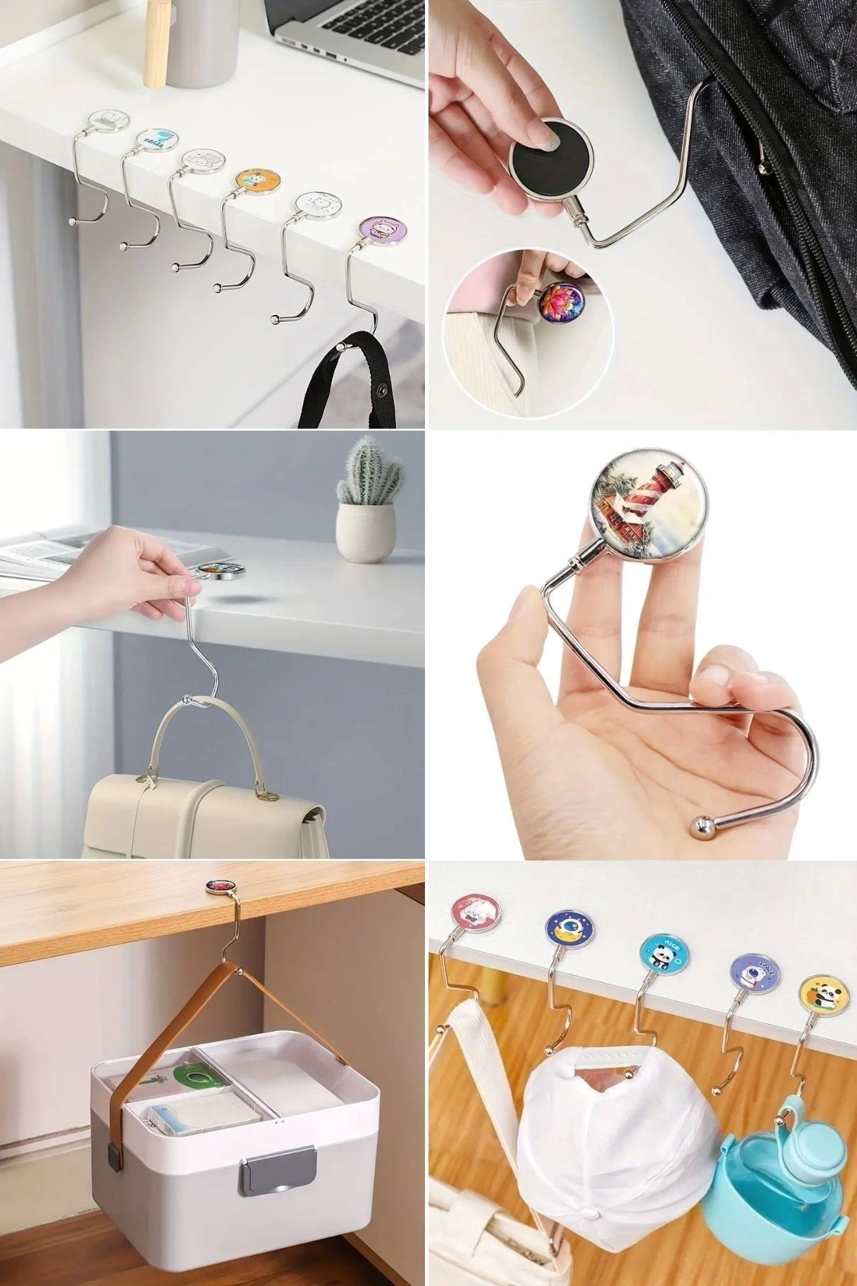 TTT-Buffer ®   Hanging Bag for Desk - Practical Metal Hook 6