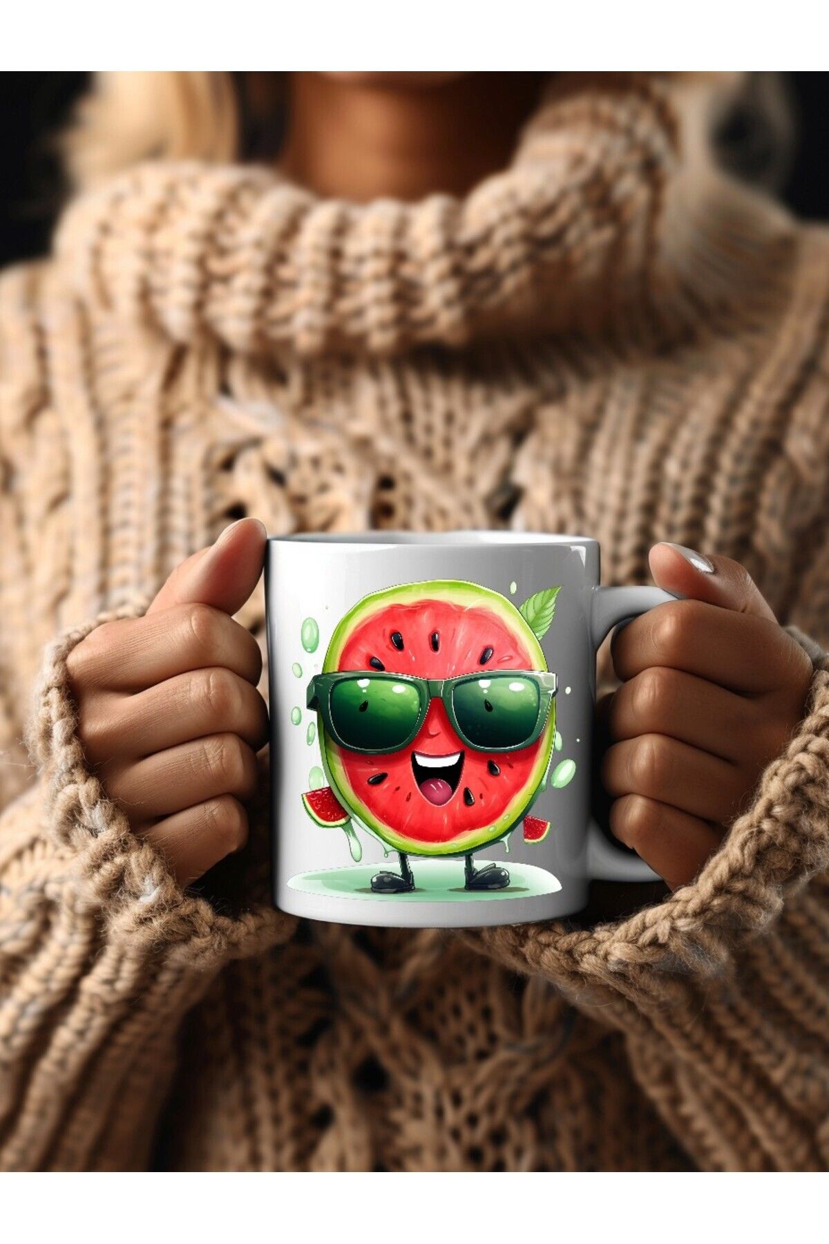 V&T Kurumsal Meyve Emoji Şeklinde 3 Boyutlu Tasarım Seramik Kupa Mug - Hediyelik Kupa Bardak