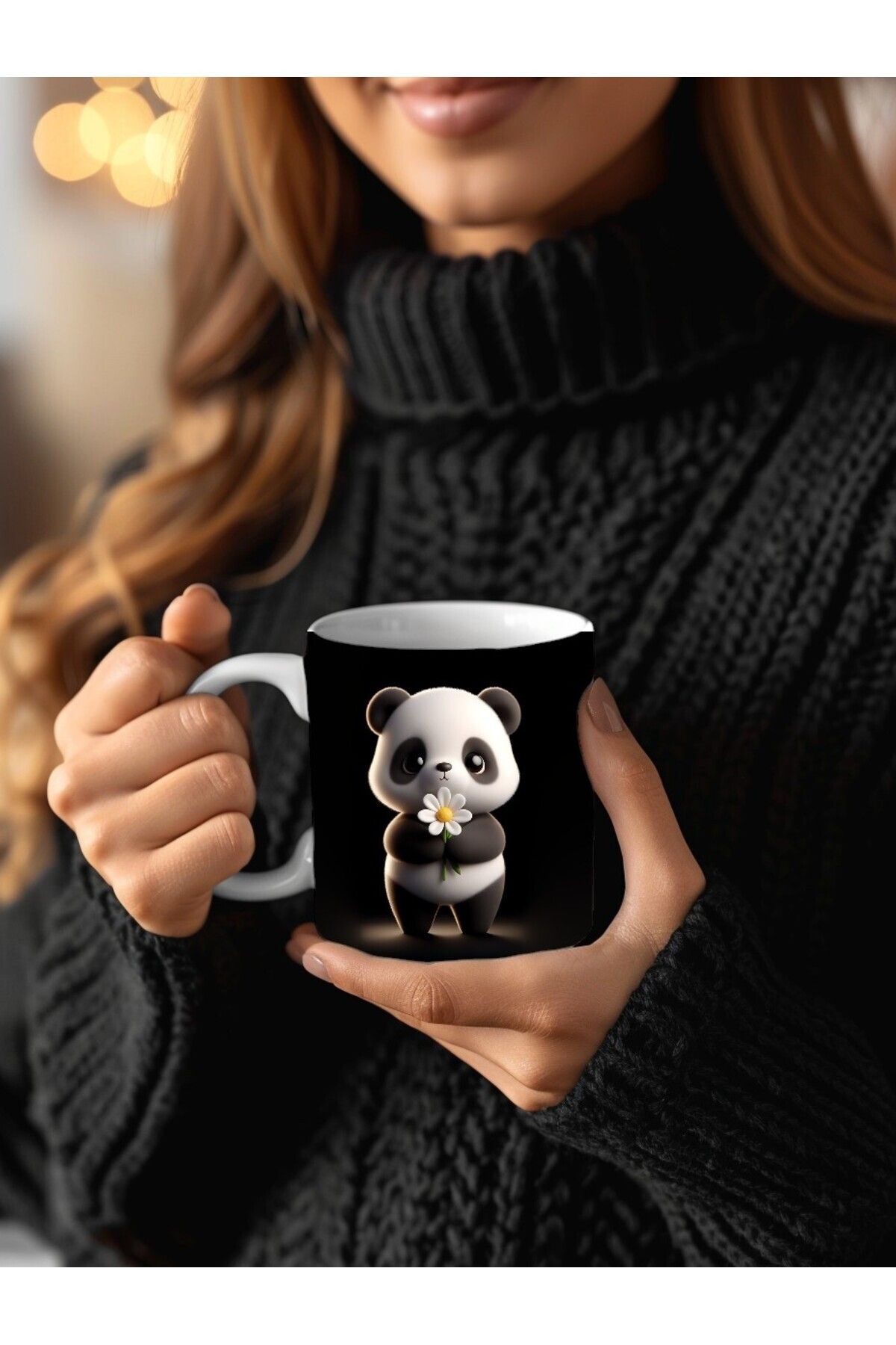 Umul Store-Cute Animal Holding Daisy Themed 3D Design Ceramic Mug - Gift Mug 6