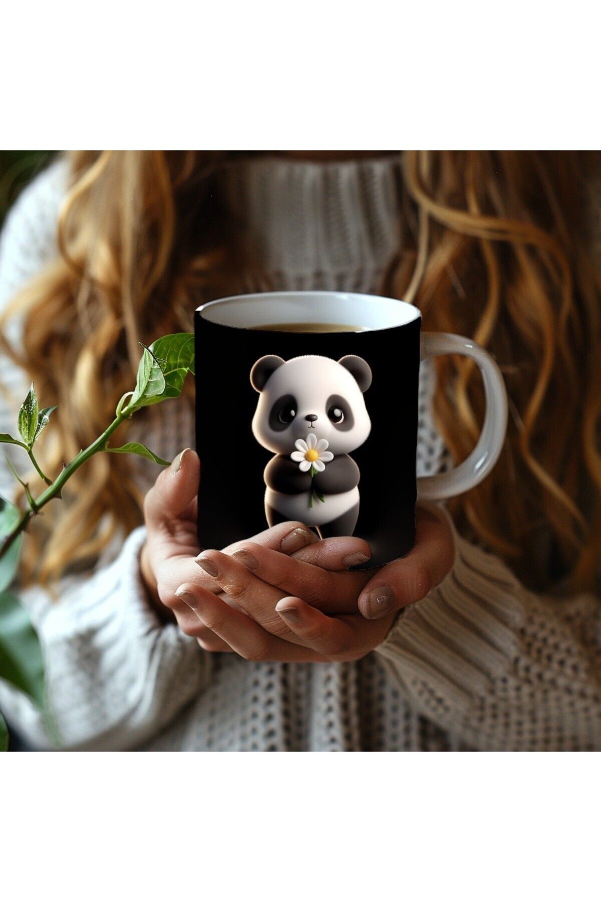 Umul Store-Cute Animal Holding Daisy Themed 3D Design Ceramic Mug - Gift Mug 5