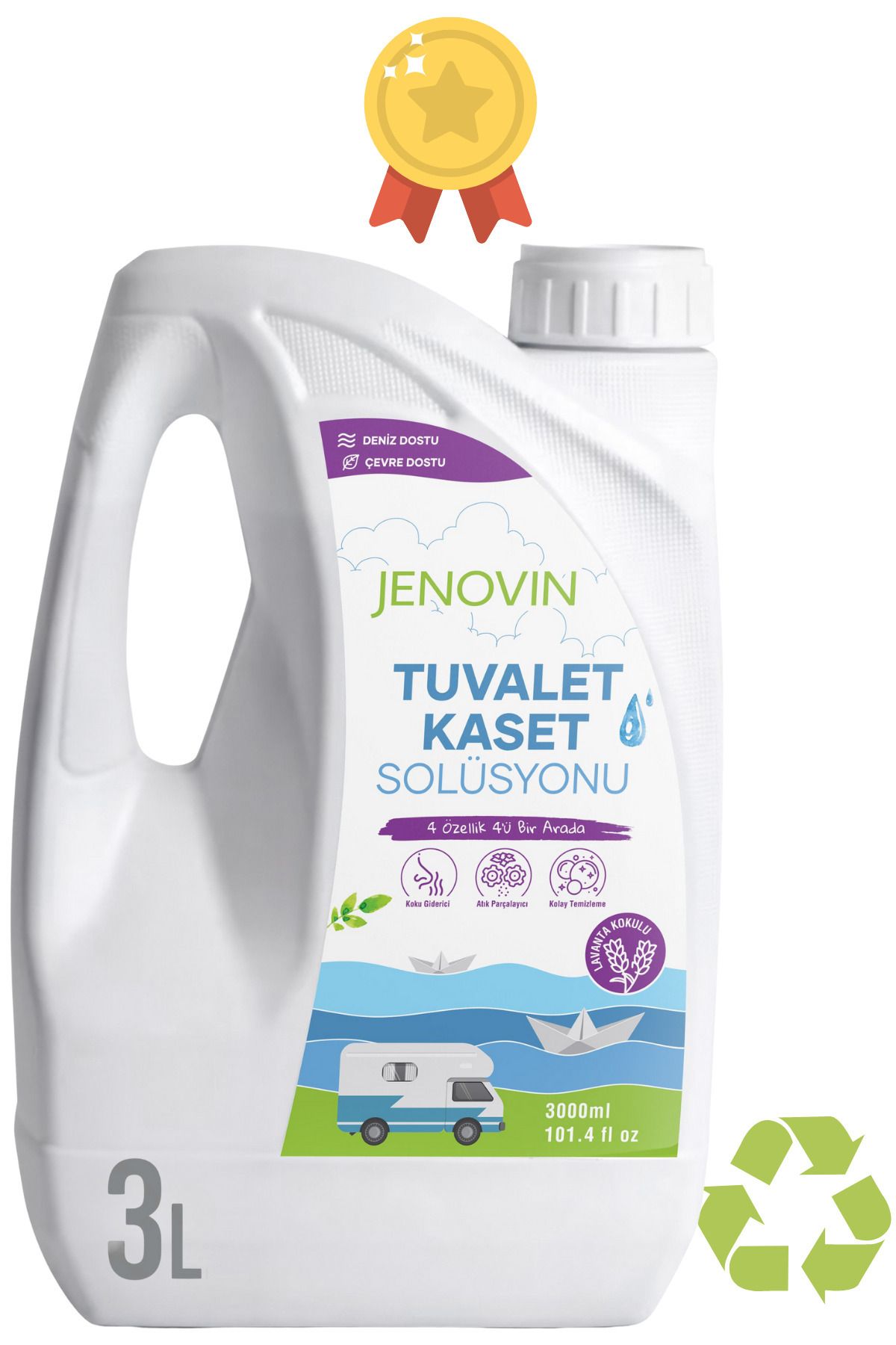 Jenovin Ölçek Hediyeli - Doğa Dostu Lavanta Aromalı Karavan Wc Kimyasalı 3l