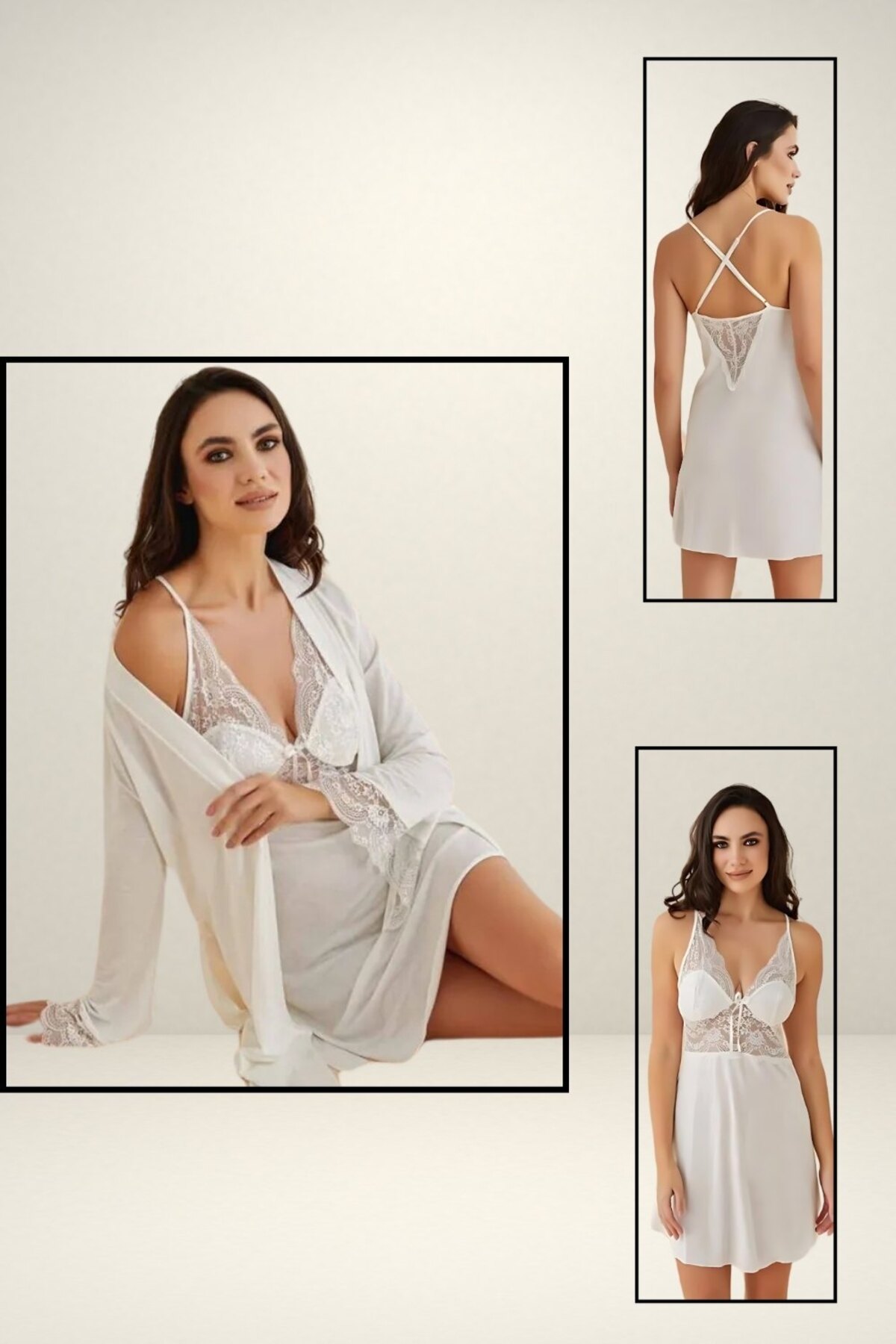 vory Kadın Gecelik Sabahlık Çeyizlik Pamuklu Pijama Takımı