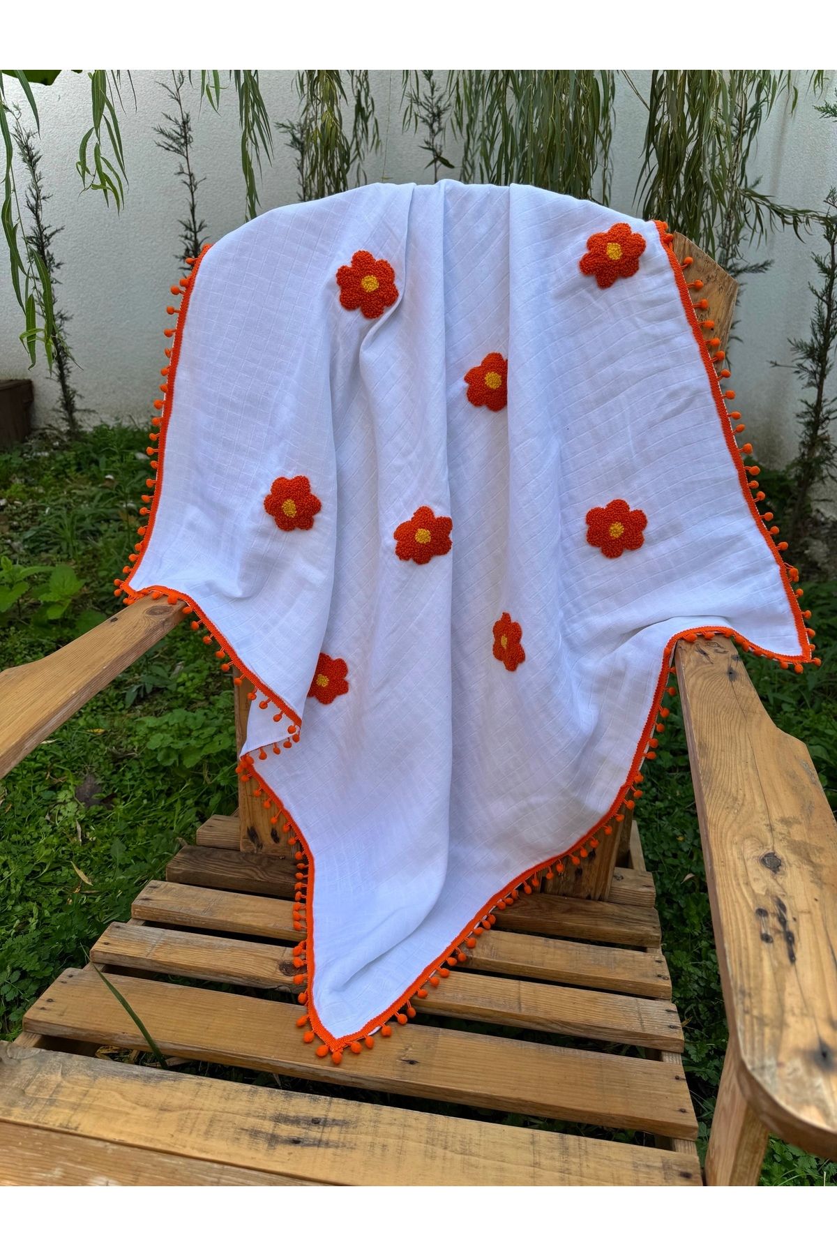 Zeyna Atölye-Daisy Patterned 100% Cotton 90X100 Muslin Baby Blanket - Soft and Breathable Design 3