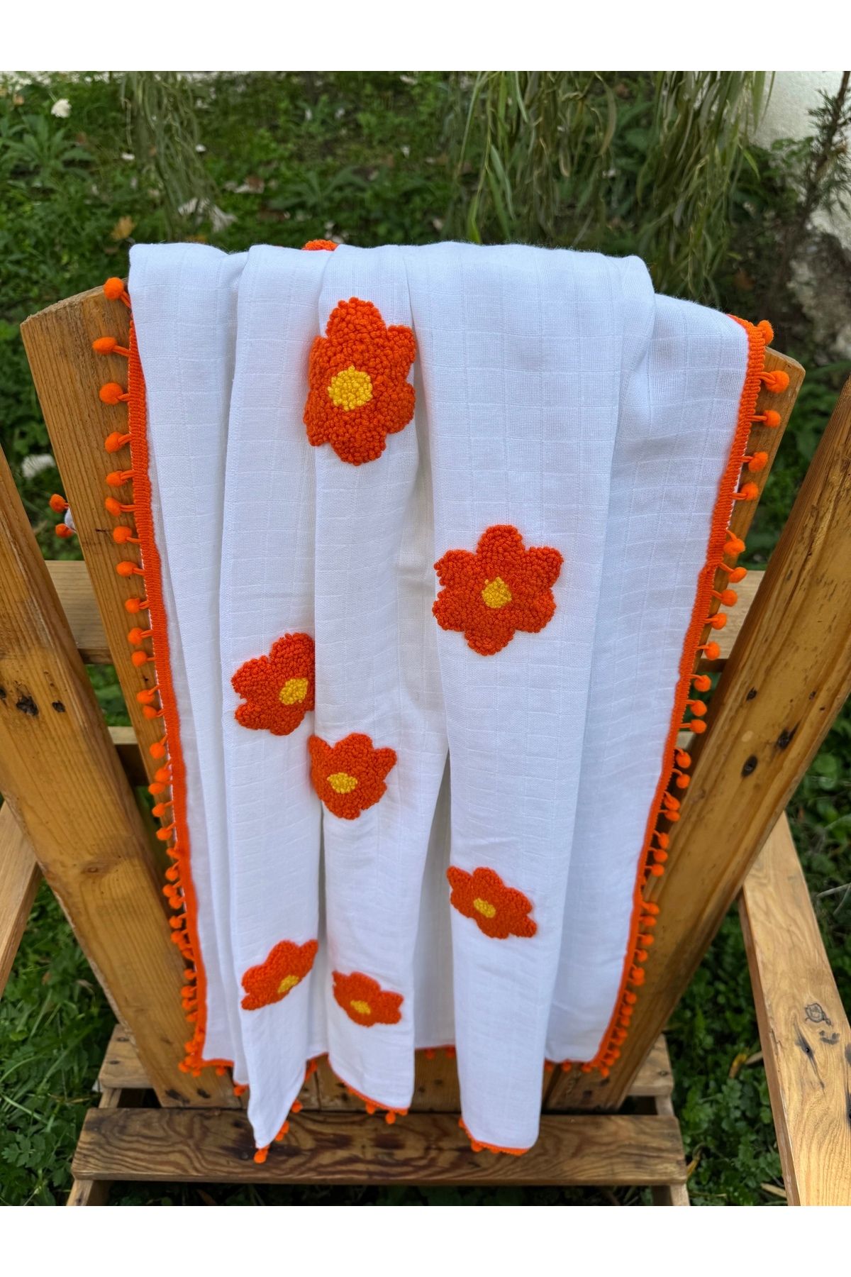 Zeyna Atölye-Daisy Patterned 100% Cotton 90X100 Muslin Baby Blanket - Soft and Breathable Design 8