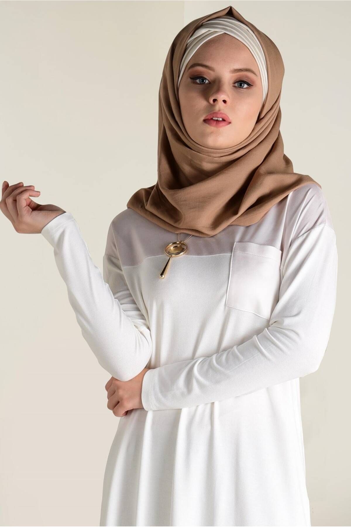 تونیک بافتنی برش نامتقارن با جیب 4587 Alvina