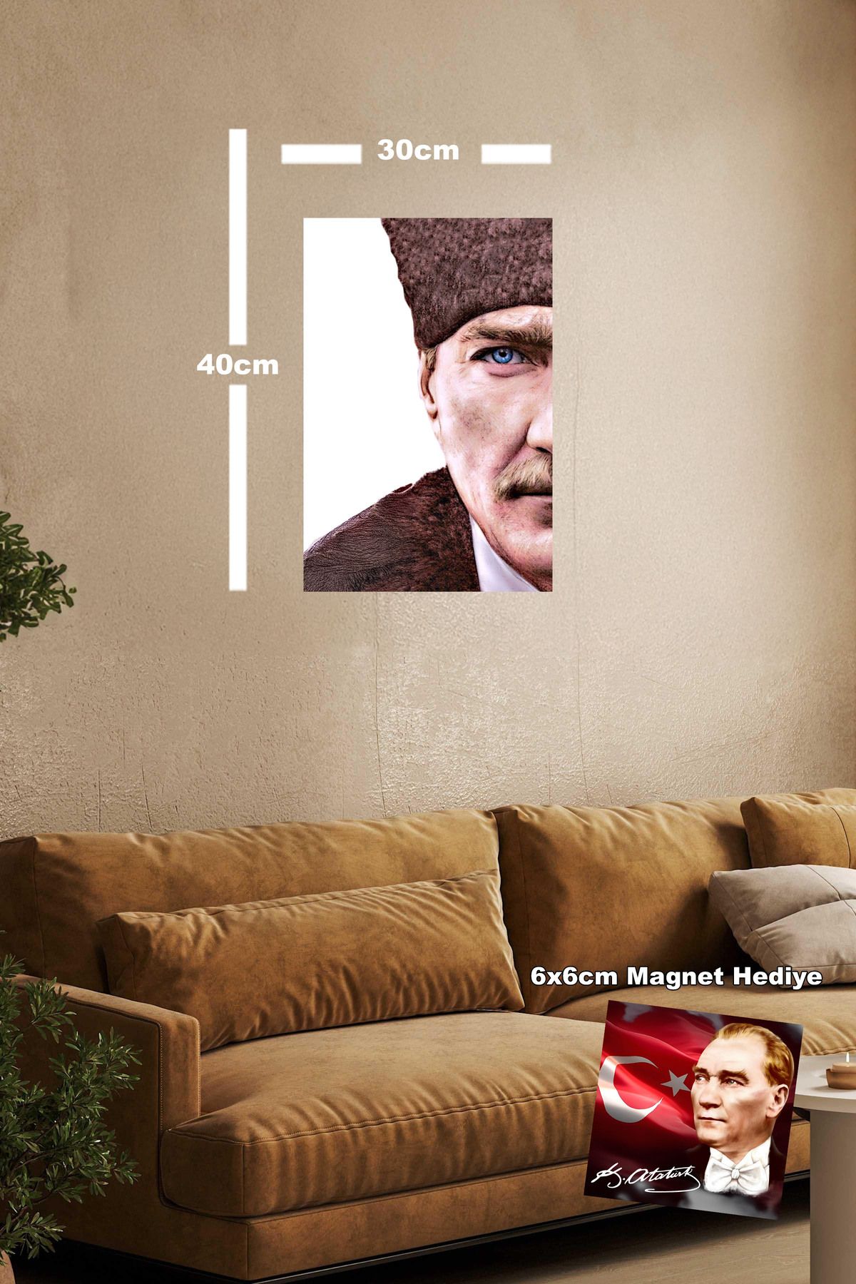 TABLOX Atatürk Renkli Poster 3mm MDF UV Baskı 30x40 Retro Tablo