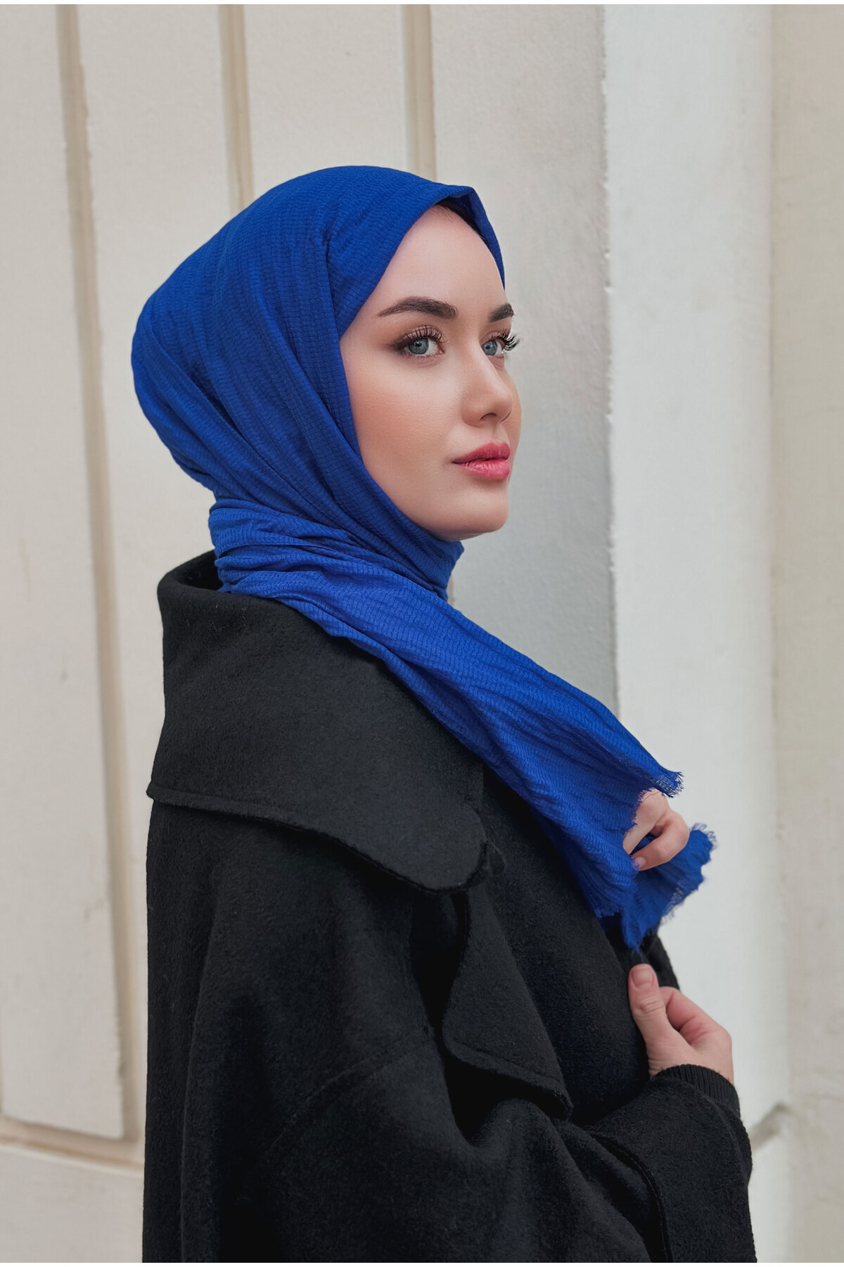 HEQA-شال طبيعي باللون الأزرق 1