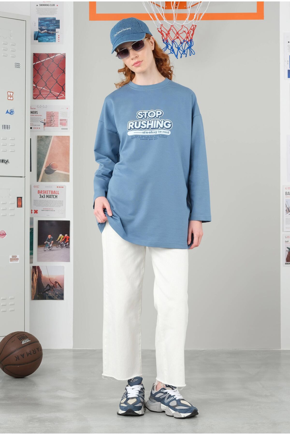 HEQA-Blue Crew Neck T-Shirt - 70 cm 8