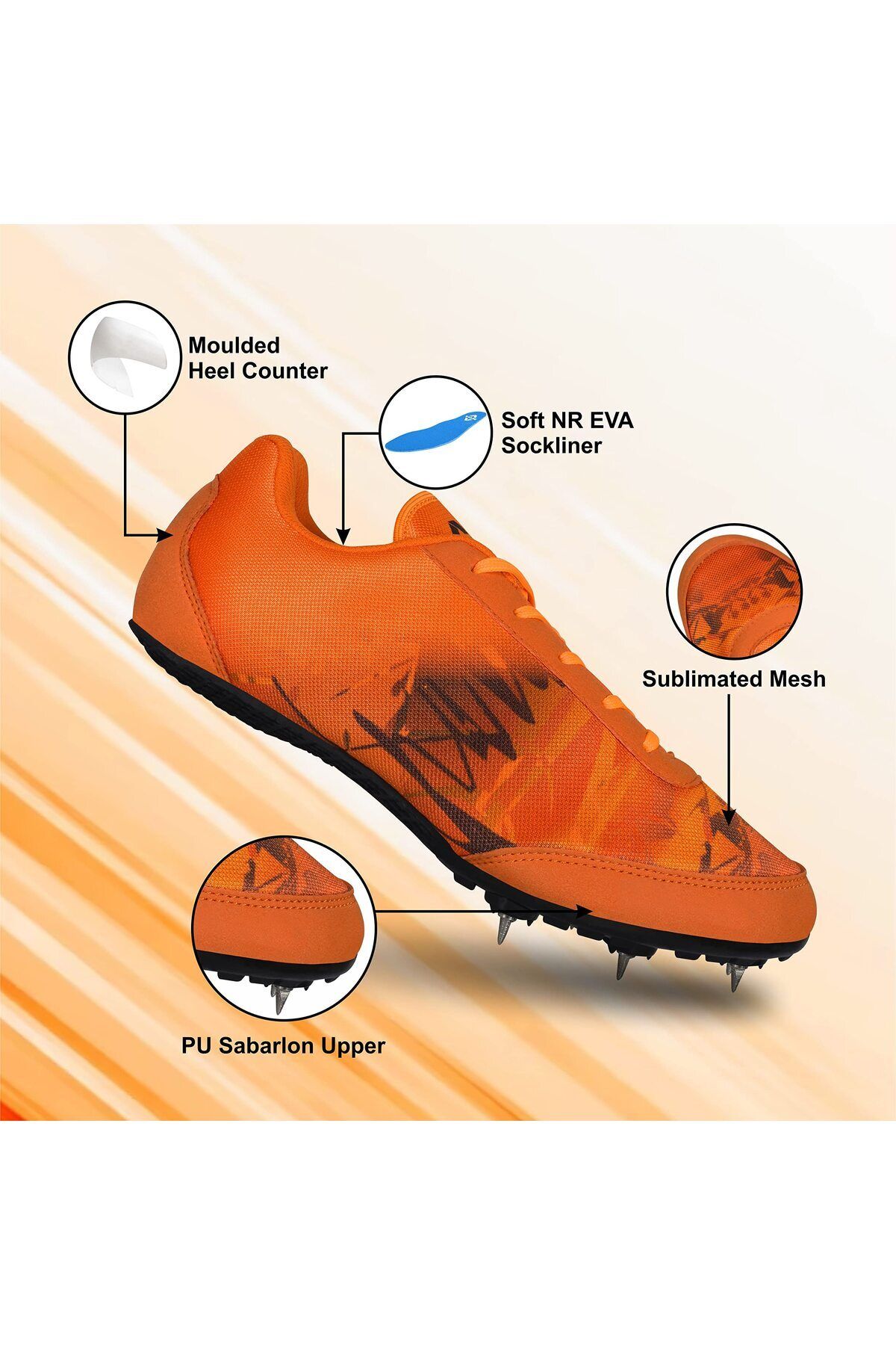 Nivia-Zion Spikes Running Shoes (ORANGE, 3 UK/4 US/37 EU) | Breathable Mesh, Lightweight 2