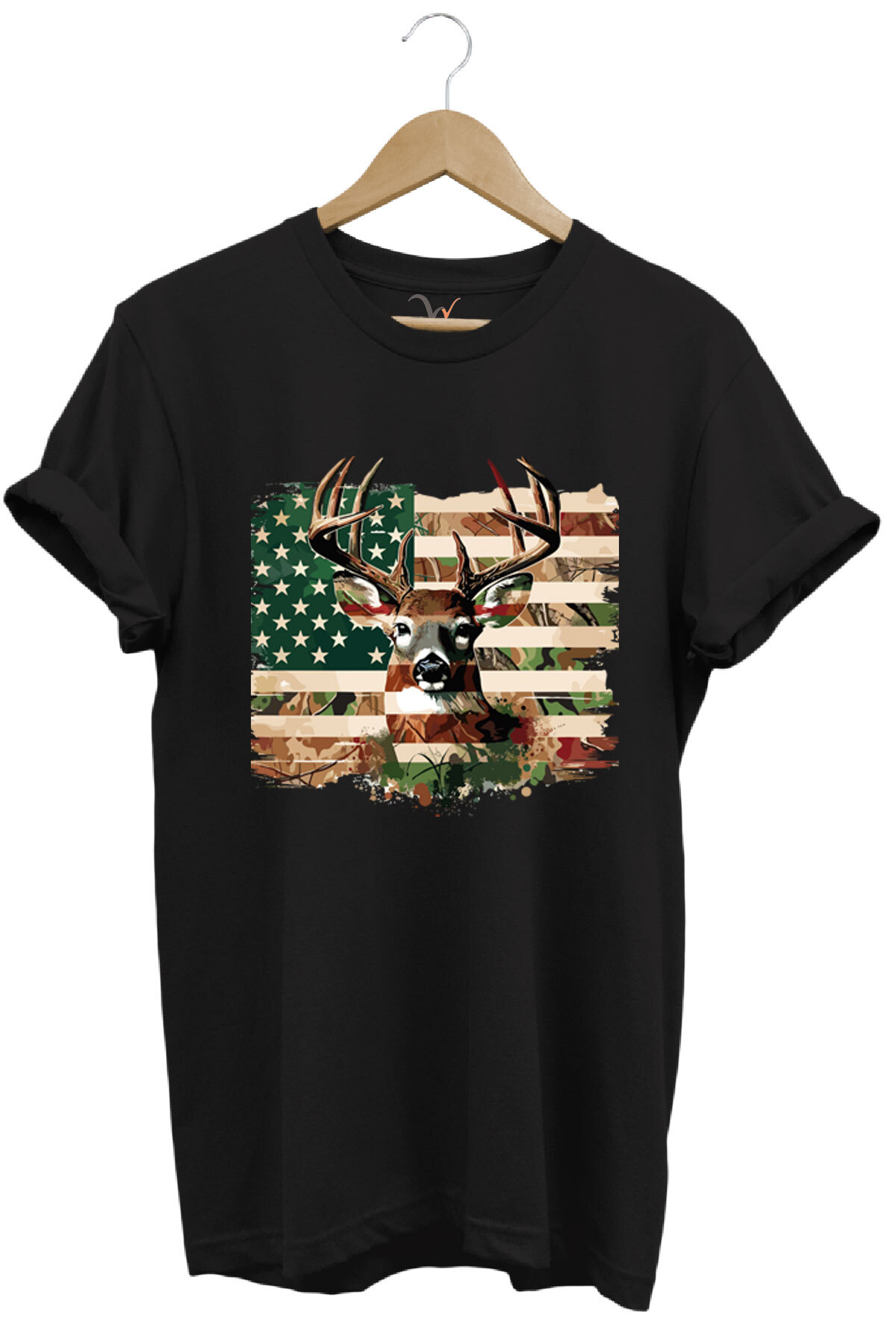 Hunting Hunting Camouflage Deer Hunting Poster Printed 100% Cotton Regular Fit Crew Neck Black T-shirt