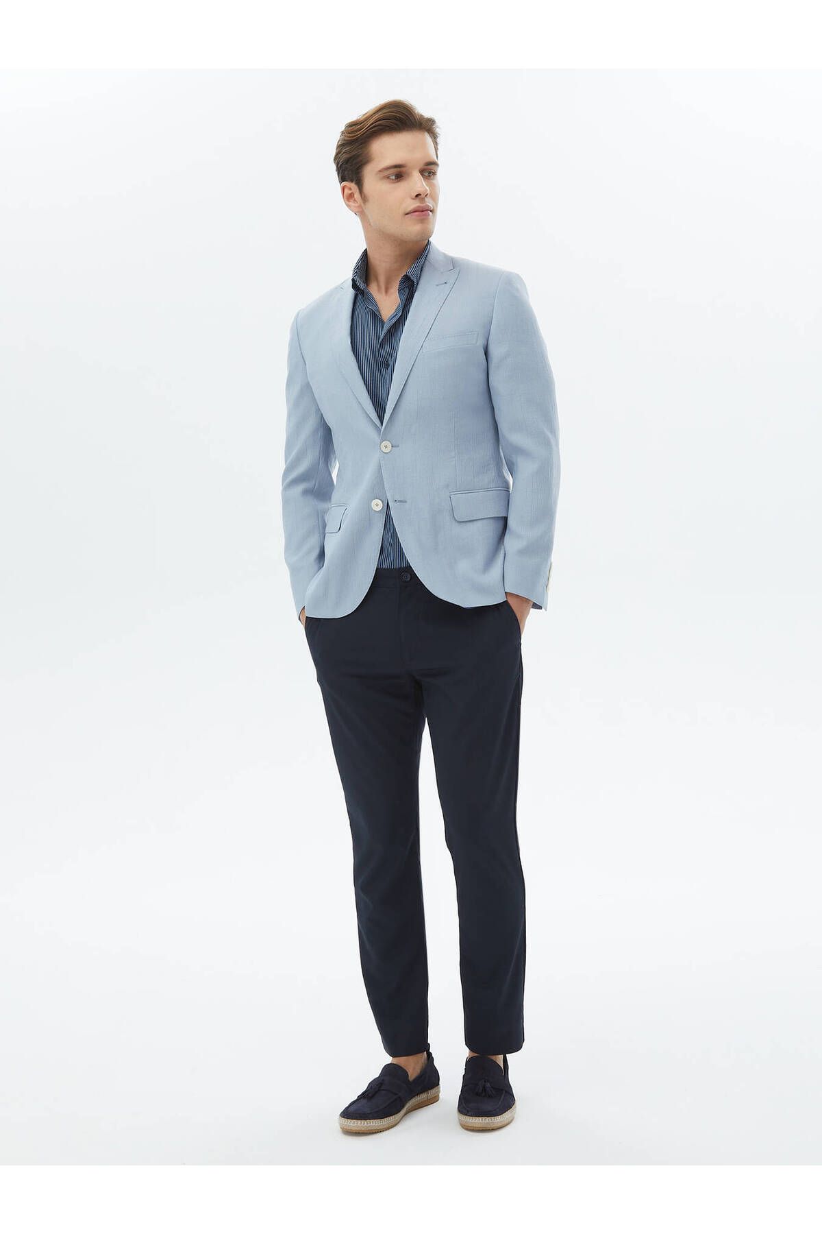 Kip-Light Blue Slim Fit Straight Jacket 6