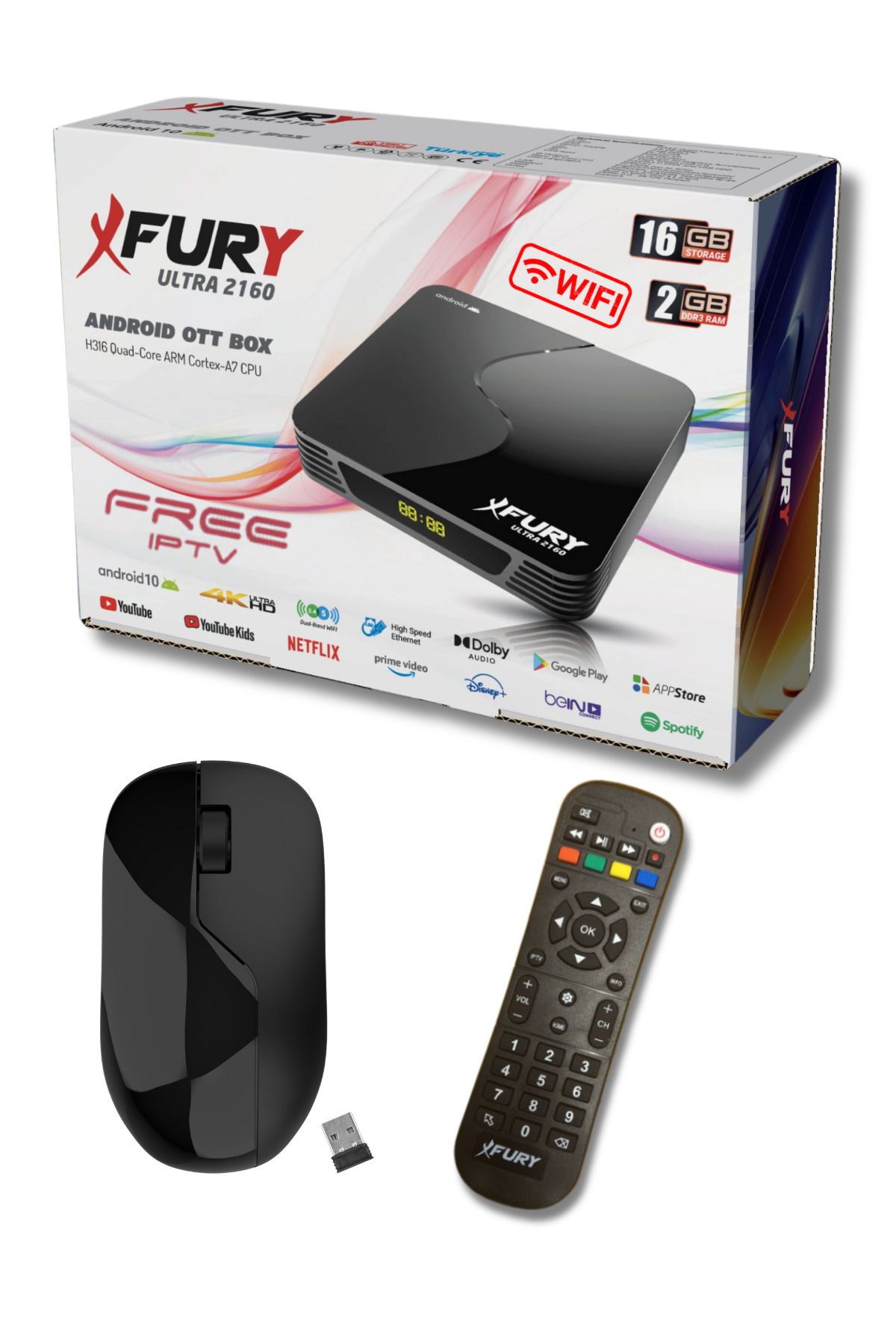 FURY-Ultra 2160 2GB Ram Android TV Box Media Player + ماوس لاسلكي 3