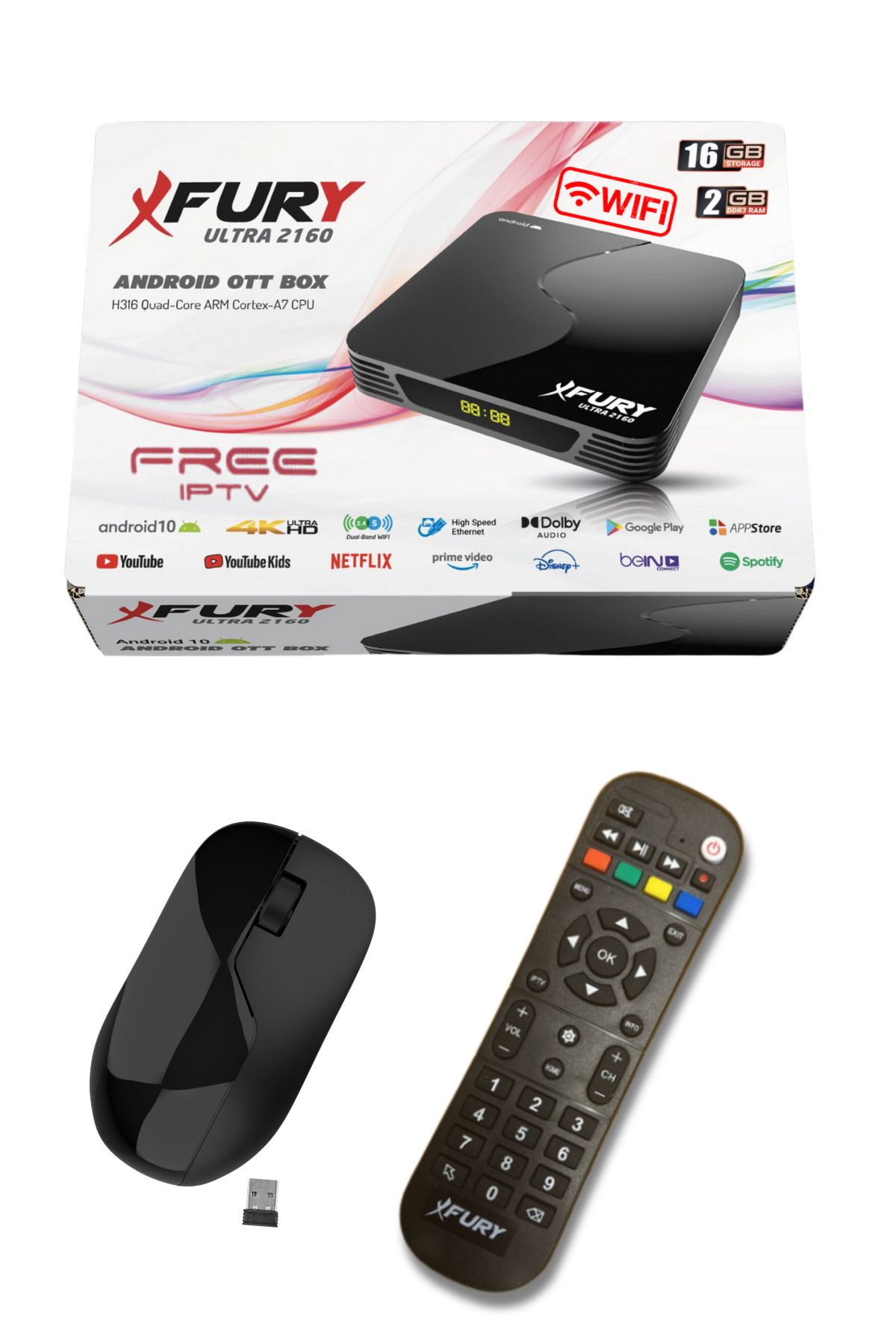 FURY-Ultra 2160 2GB Ram Android TV Box Media Player + ماوس لاسلكي 5