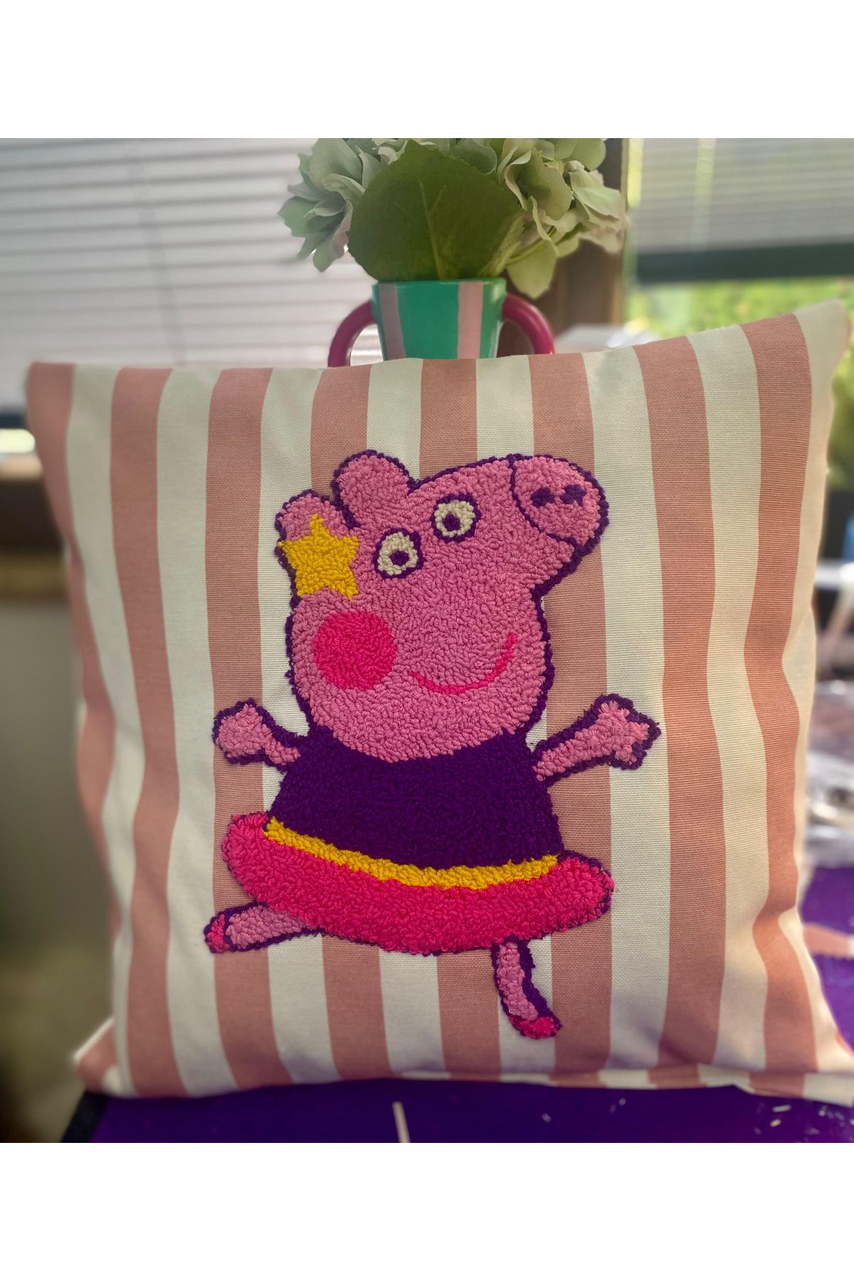 UNİCORNS-Peppa Pig Embroidered Throw Pillow - Handmade Throw Pillow for Kids Room 4