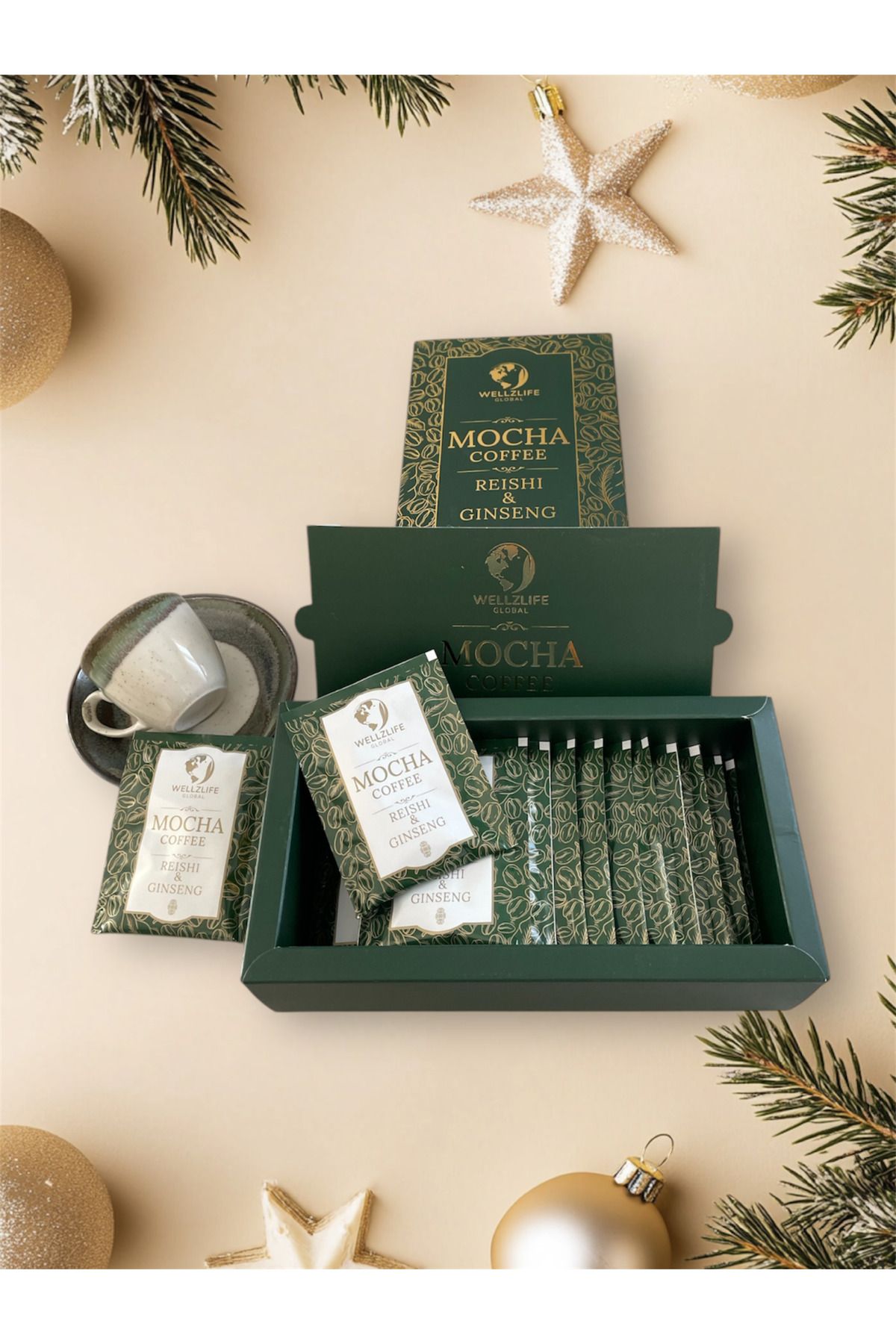Coffee Reishi & Ginseng 16 Adet Spesial Özel Yılbaşı Tasarım Kutusunda