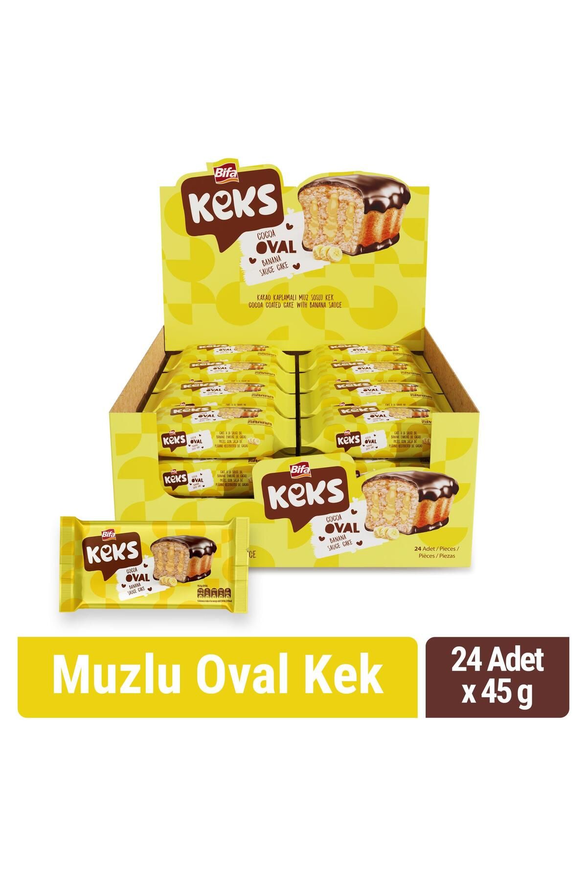 BİFA KEKS Bifa Keks Oval Kek Muzlu 45 gr X 24 Adet