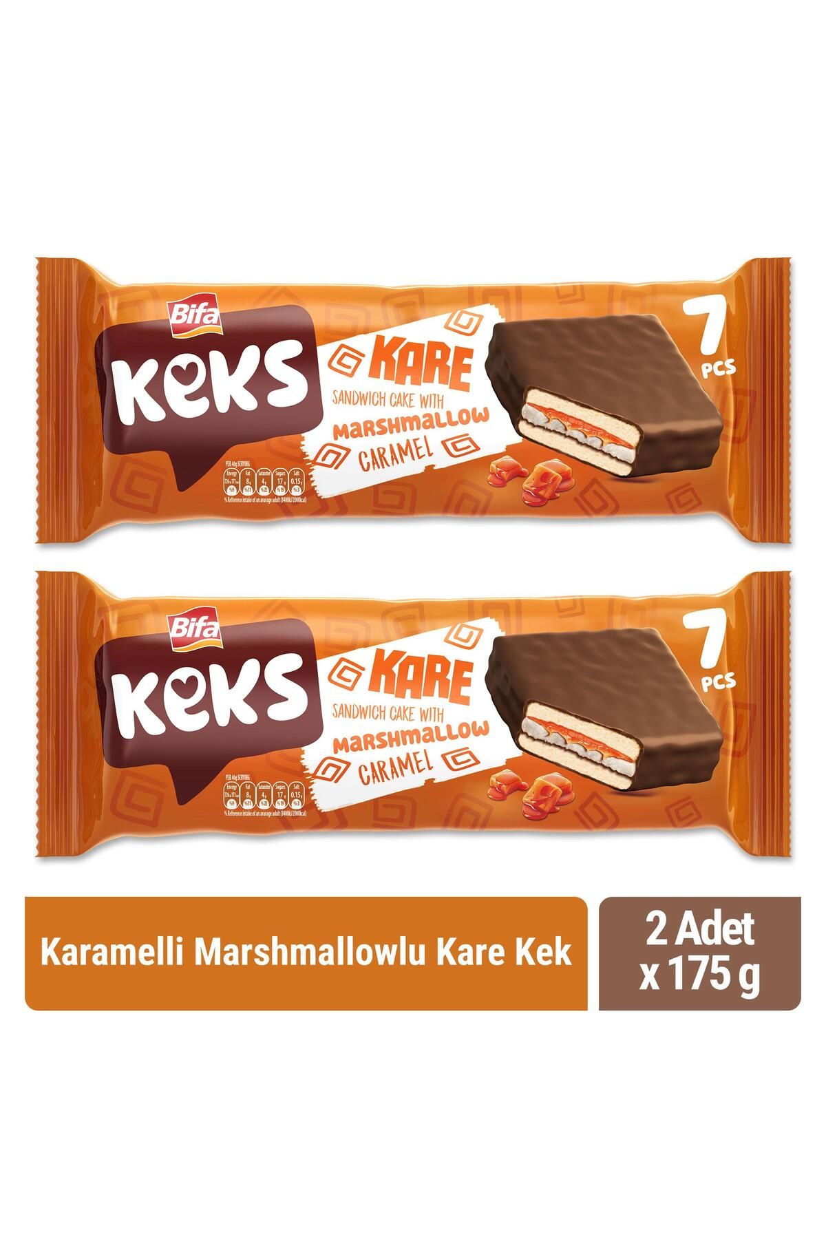 BİFA KEKS Bifa Keks Kare Kek Karamelli Marshmallowlu 175 gr x 2 Adet