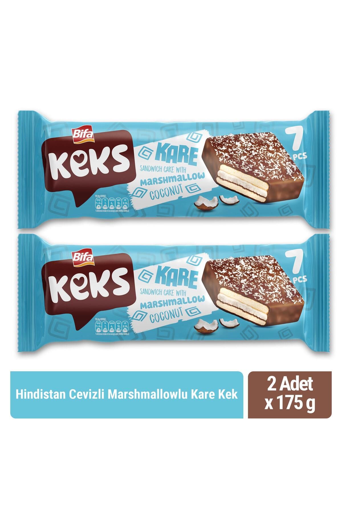 BİFA KEKS Bifa Keks Kare Kek Hindistan Cevizli Marshmallowlu 175 gr X 2 Adet