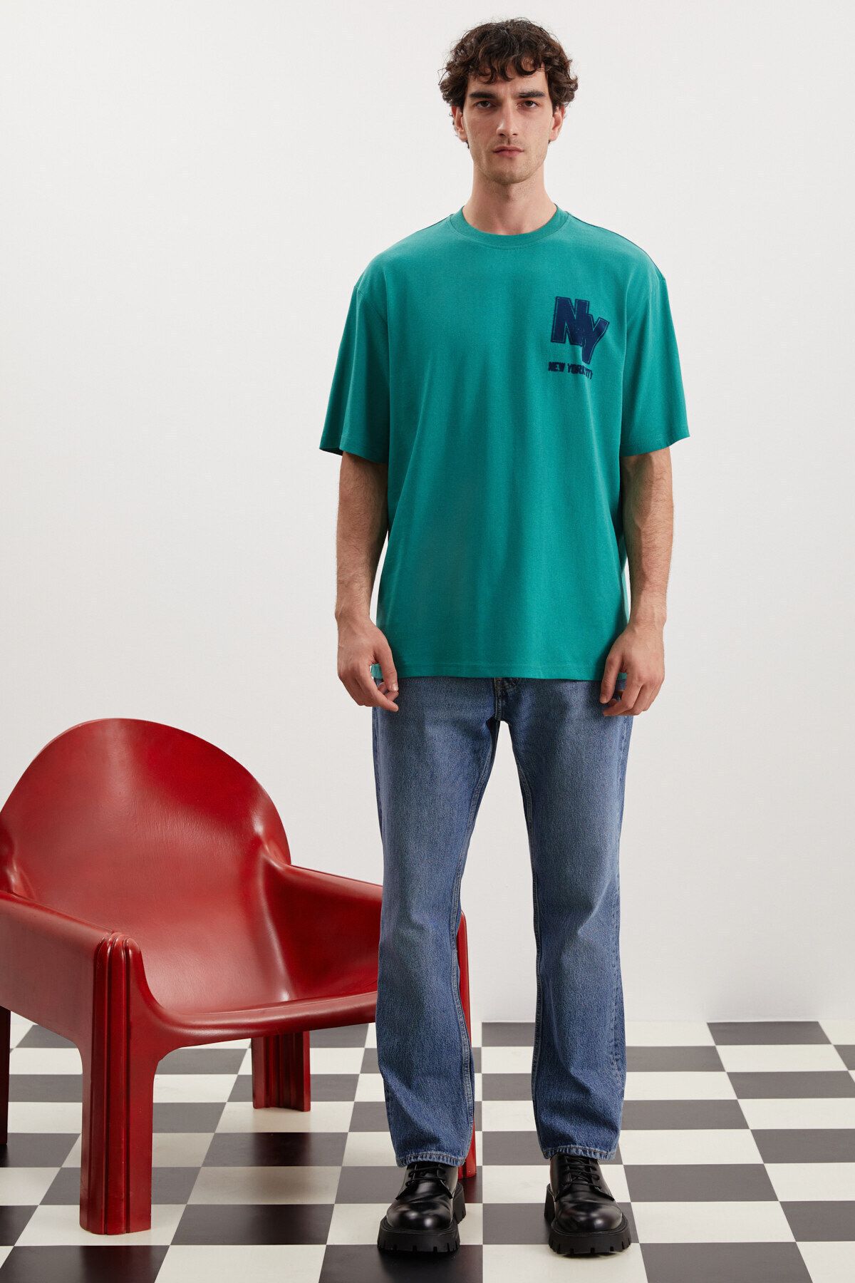 GRIMELANGE-Melvin Relaxed Green T-shirt 4