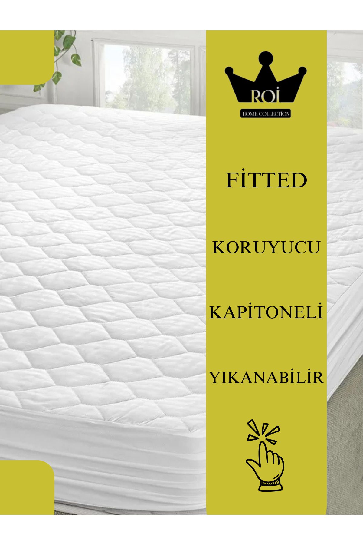 Roi Tekstil Kapitoneli Koruyucu Komple Lastikli Fitted Kapitone Desenli Tek - Çift Yatak Alezi - Yatak Koruyucu