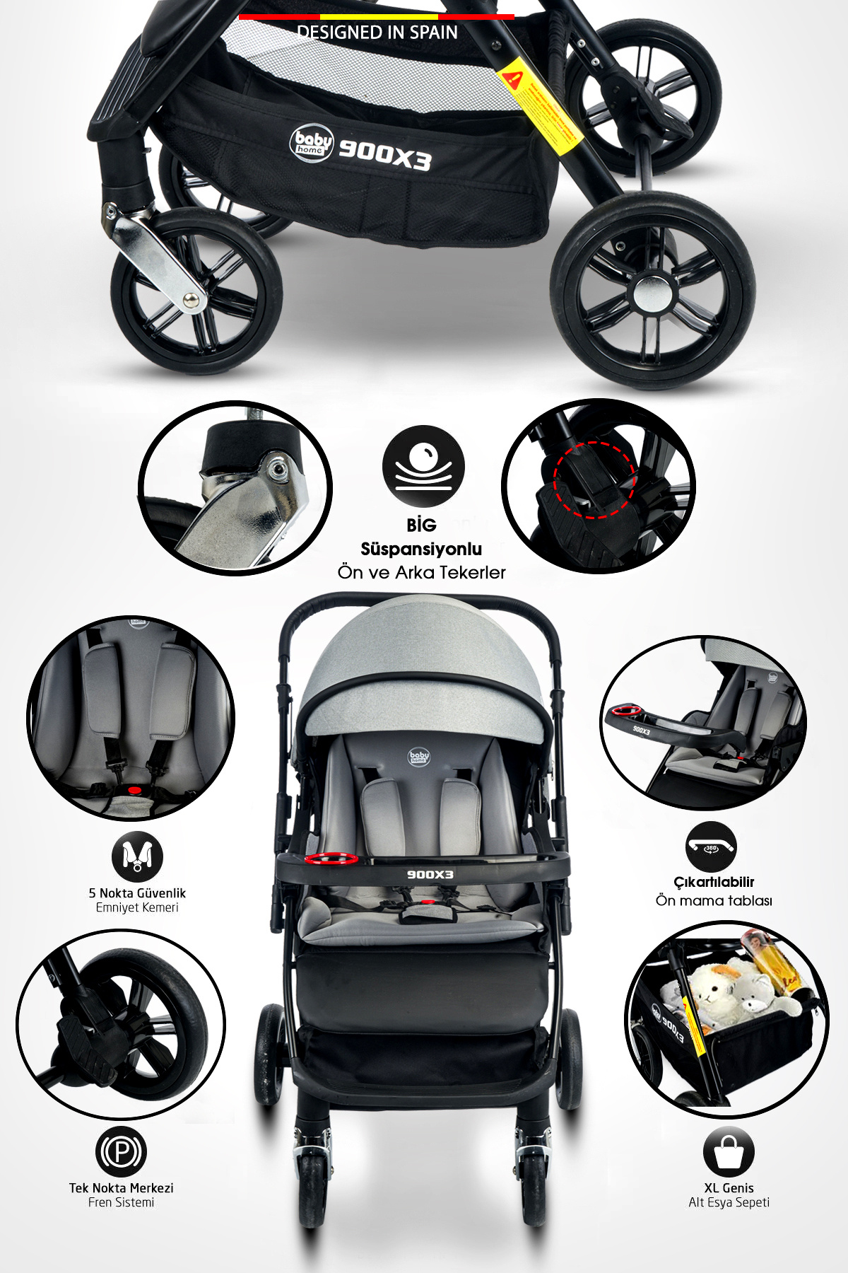 Baby Home 902 X4 Travel Sistem Bebek Arabası fotoğrafı 5 (önizleme)