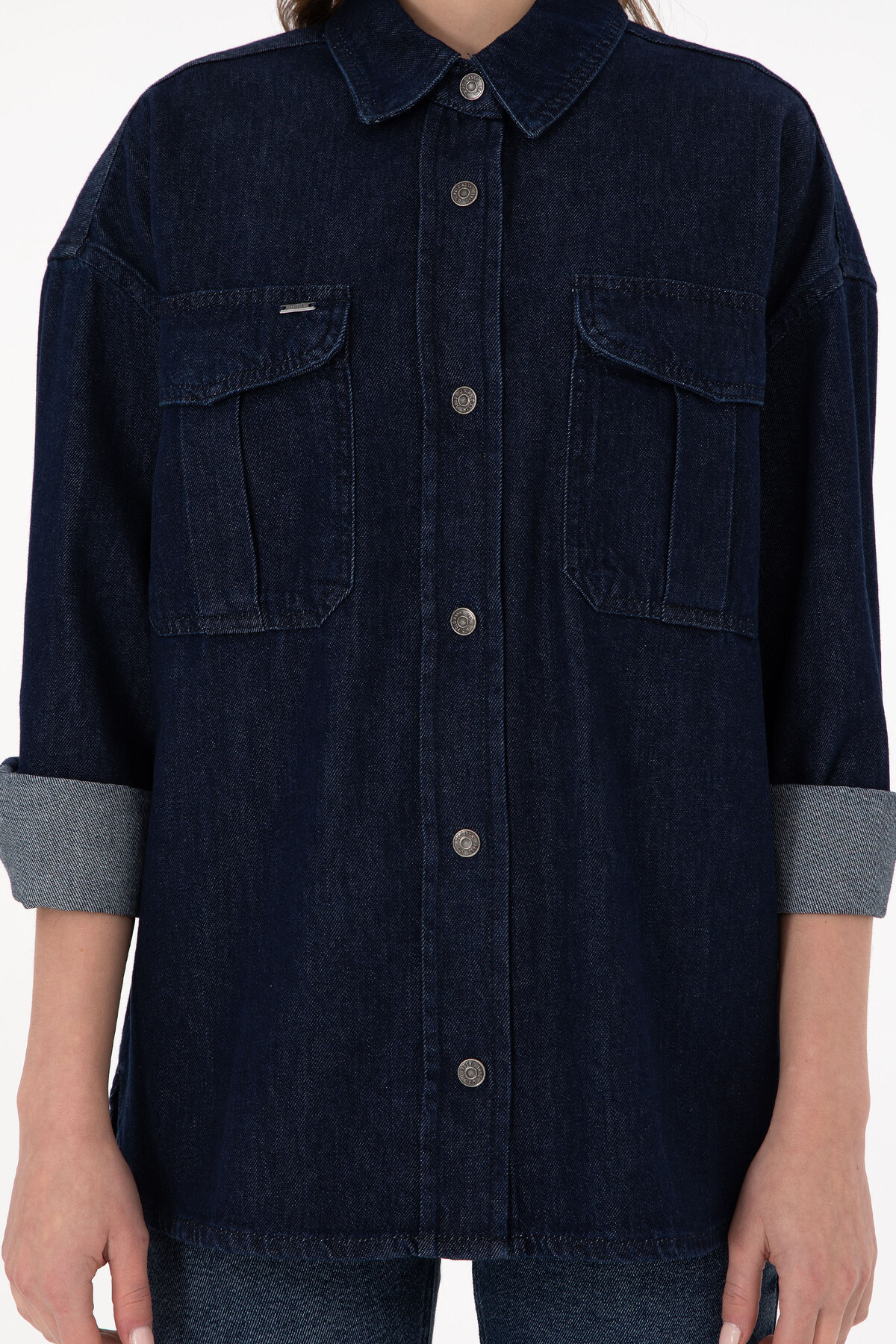 U.S. Polo Assn.  Kadın Mavi Jean Gömlek 50291123-DN0022 - Görsel 6