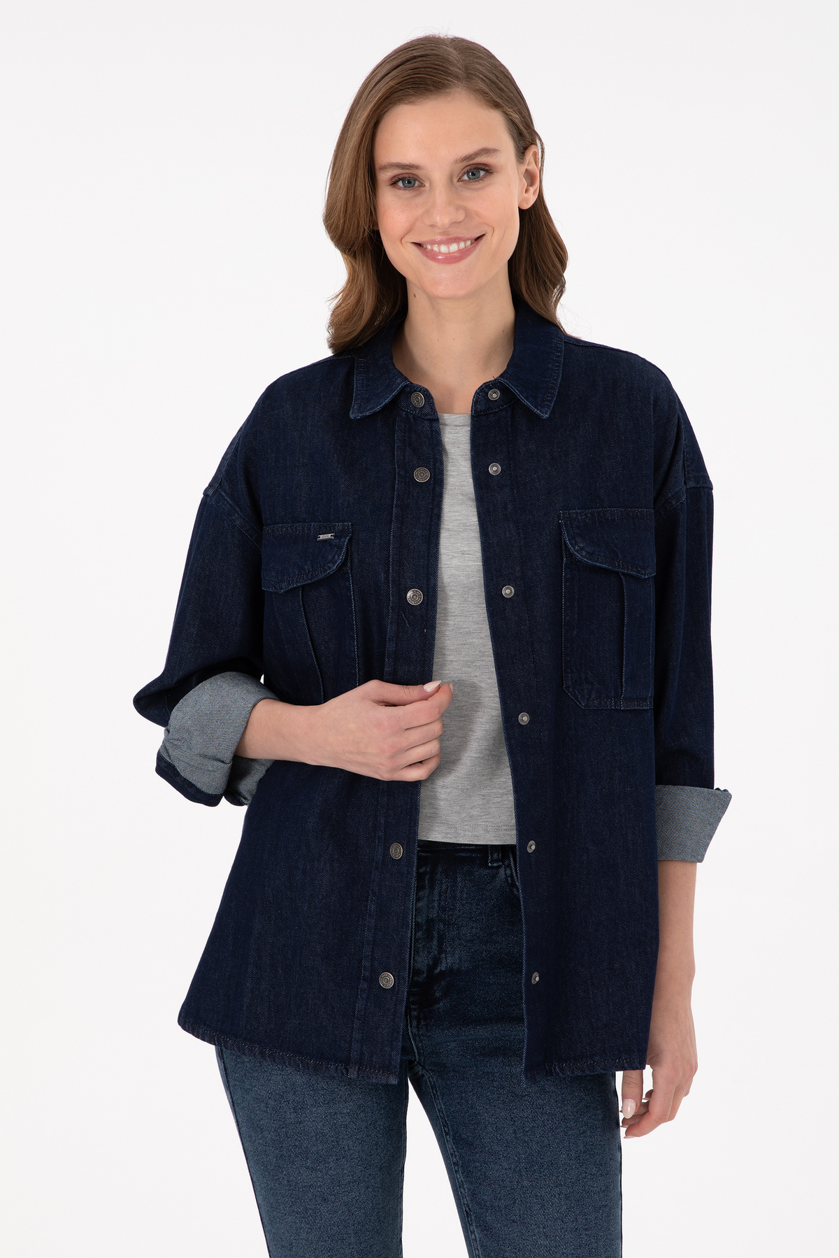 U.S. Polo Assn.  Kadın Mavi Jean Gömlek 50291123-DN0022