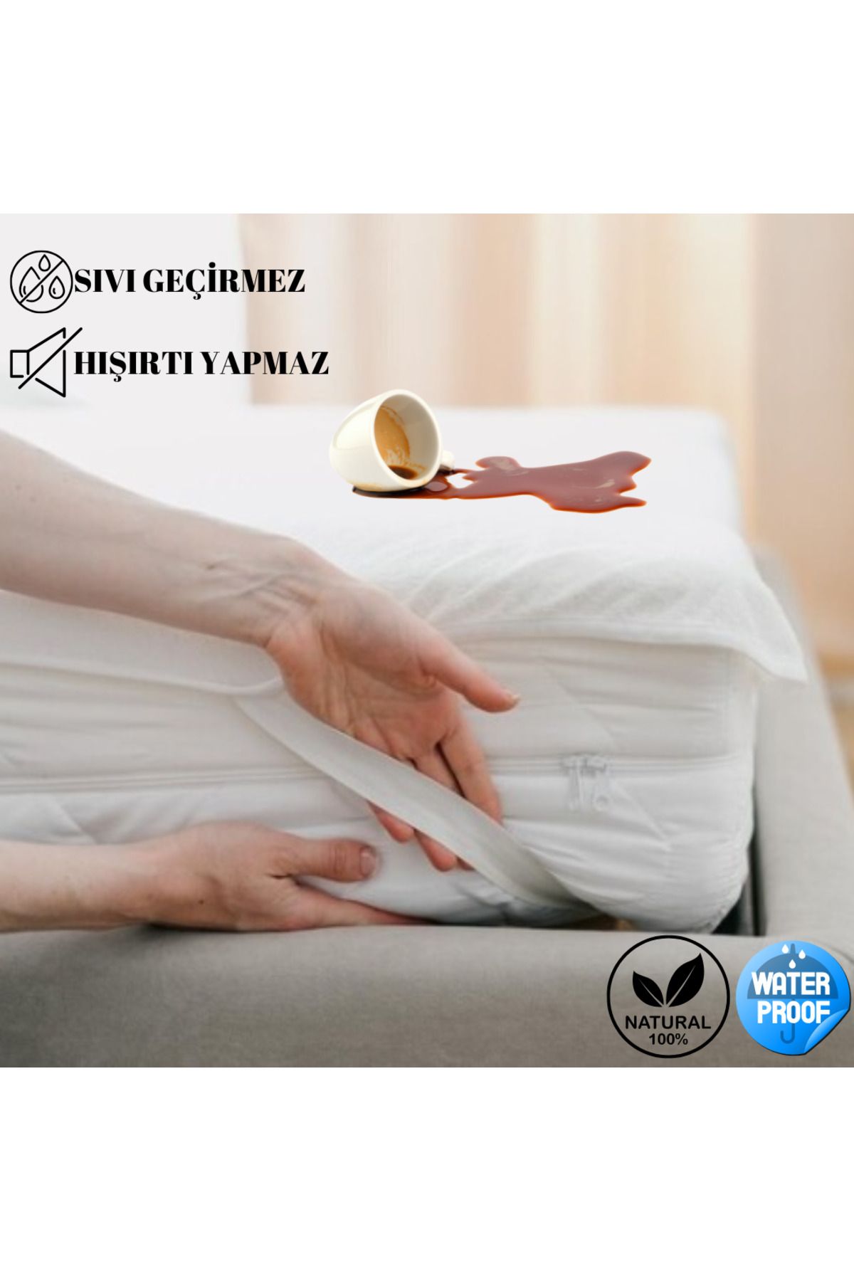 ROKO VİLLA-Bed Alez- Liquidproof Double Personal 4 Corner Rubbered Bed Protector Alez 1