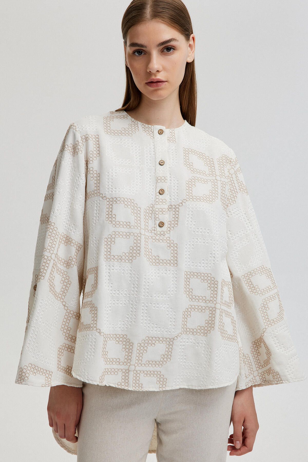 Touché Privé-Poplin Tunic - Embroidery Detailed 2