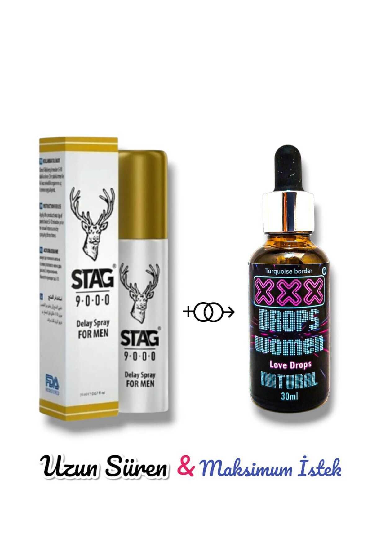 Natural Boost Stag Gecìktìrìcì Sprey & 3X Natural Aşk Arttırıcı Love Drops Women 30 ML