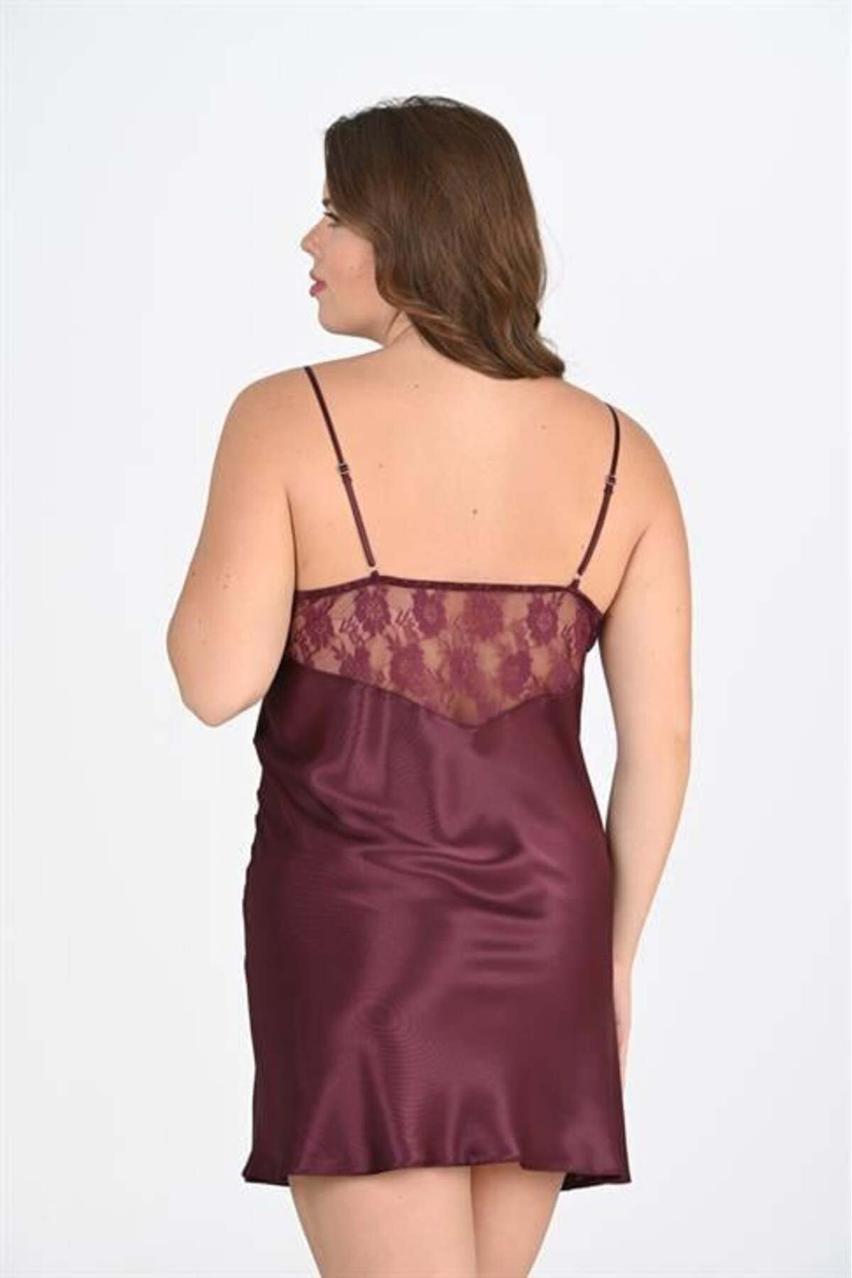 Motto10butik-Plus Size Plum Nightgown 2108 1