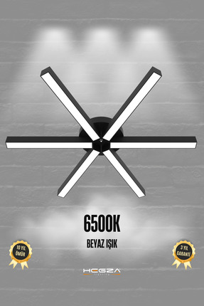 Hegza Lighting Borde ( Siyah Kasa, Beyaz Işık ) Ledli Modern Plafonyer Led Av...