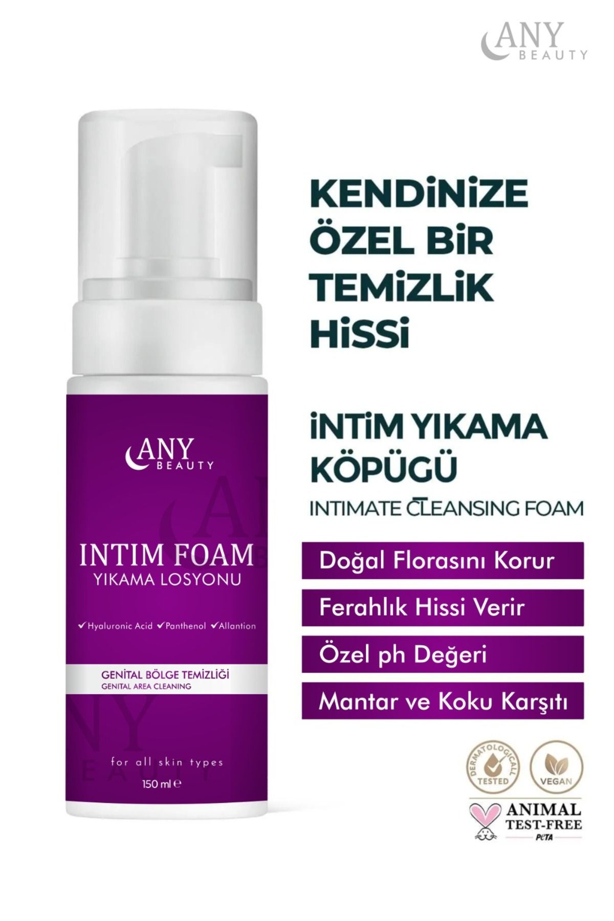 ayn beauty Genital Bölge Koku Mantar Akıntı Giderici Beyazlatma Etkili Intim Köpüğü 150 ml