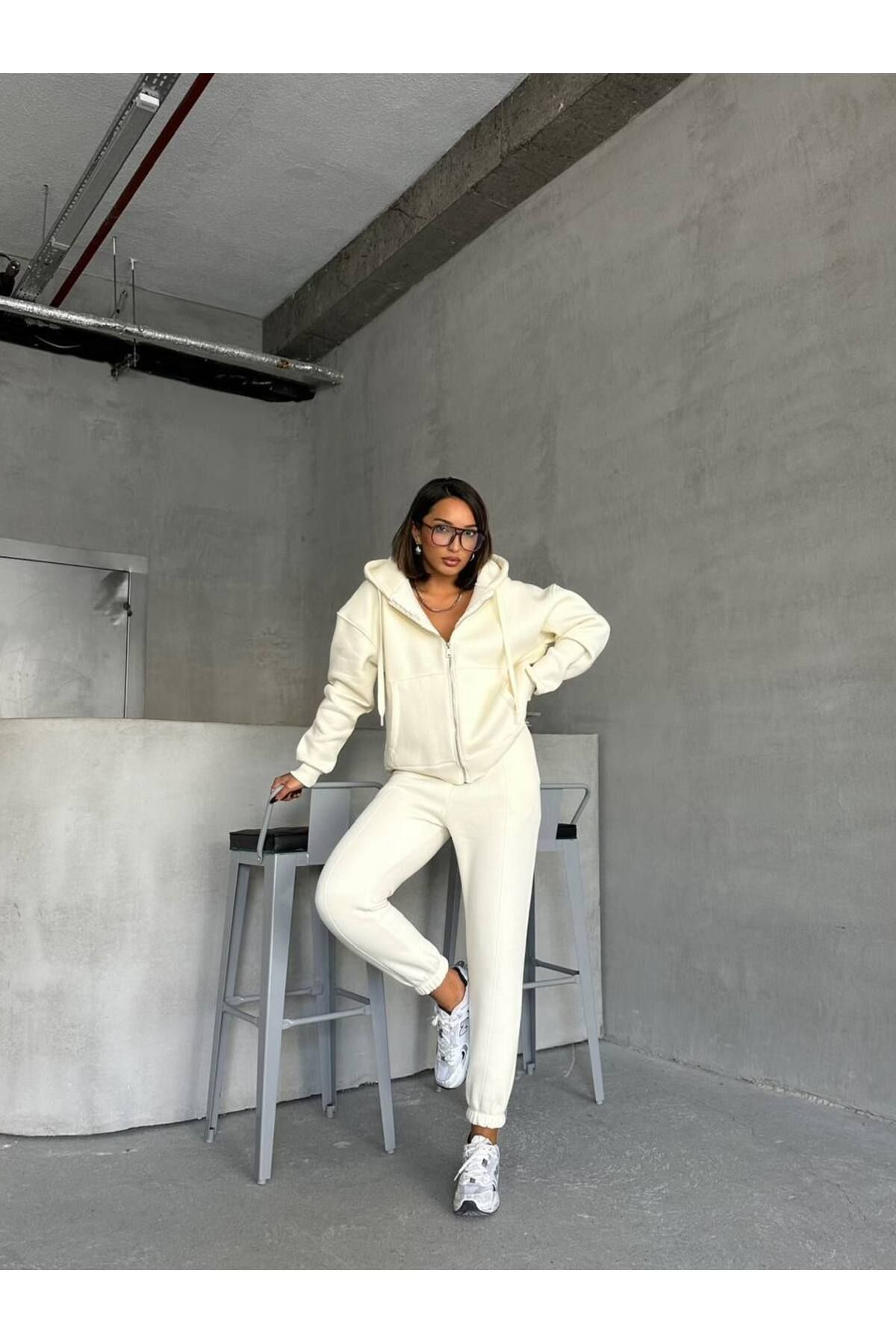 İLKCET MODA-Set de trening supradimensionat cu glugă pentru femei 5