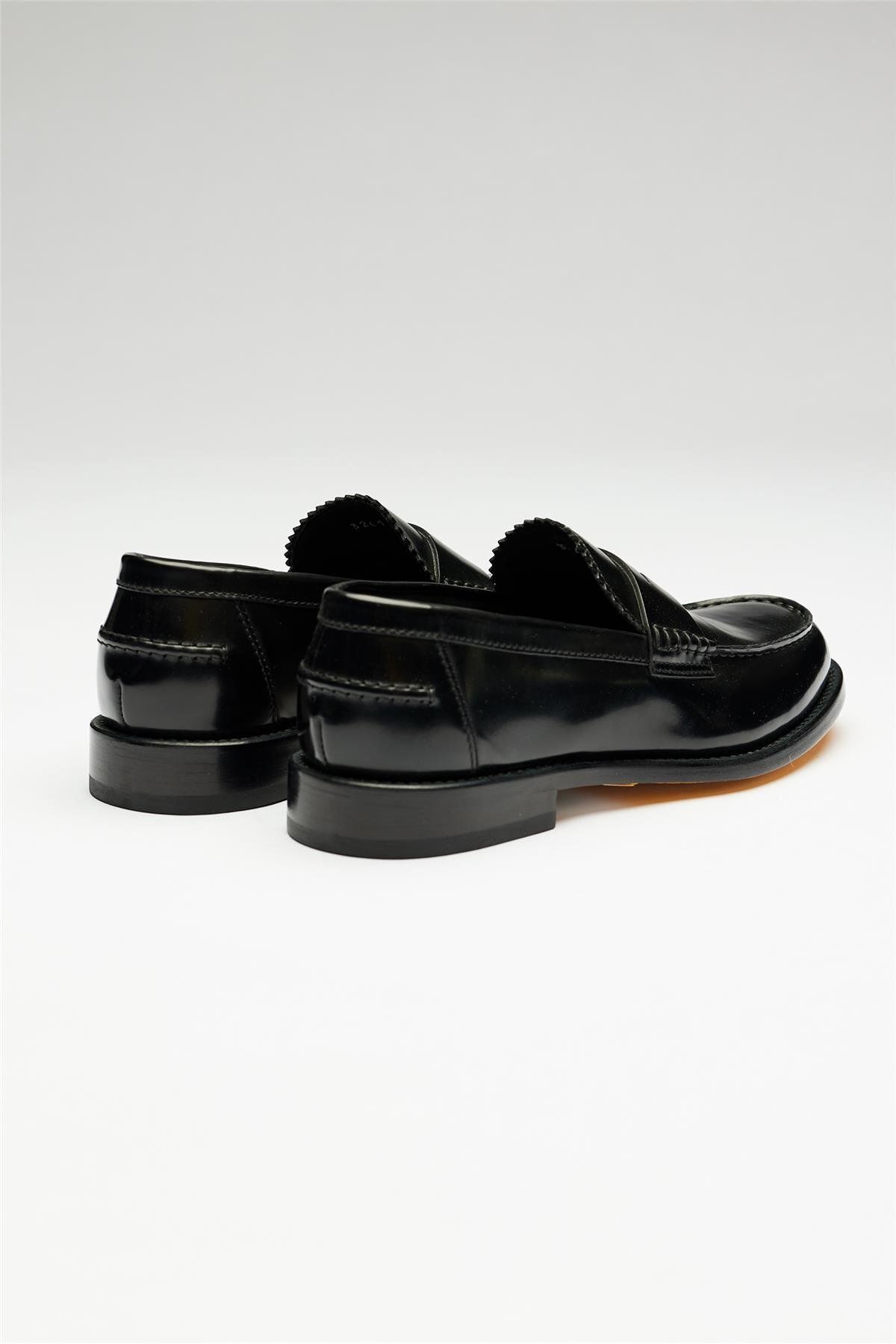 Doucals-Penny Loafer Style Black Leather Shoes 4