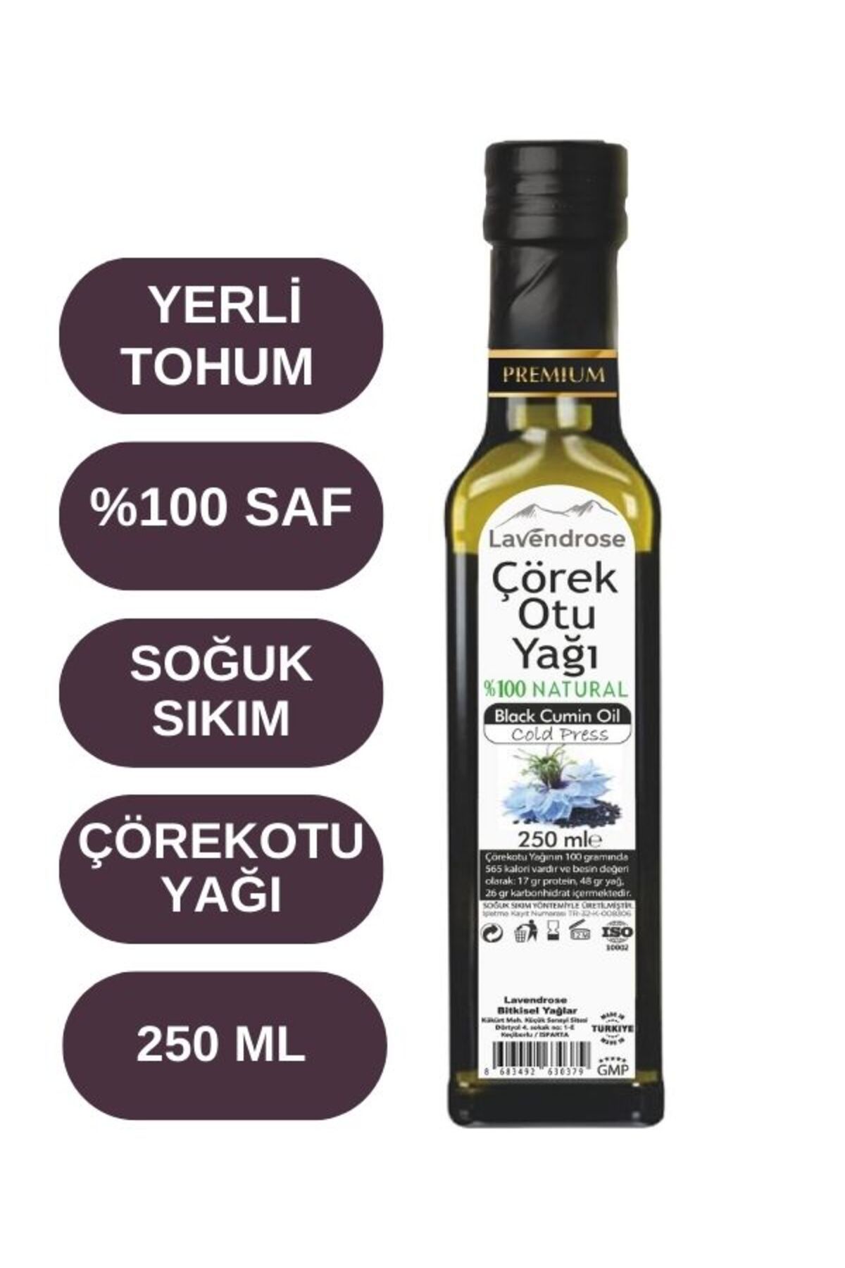 Lavendrose Soğuk Sıkım Çörekotu Yağı 250ml %100 Saf- Çörek Otu Yağı