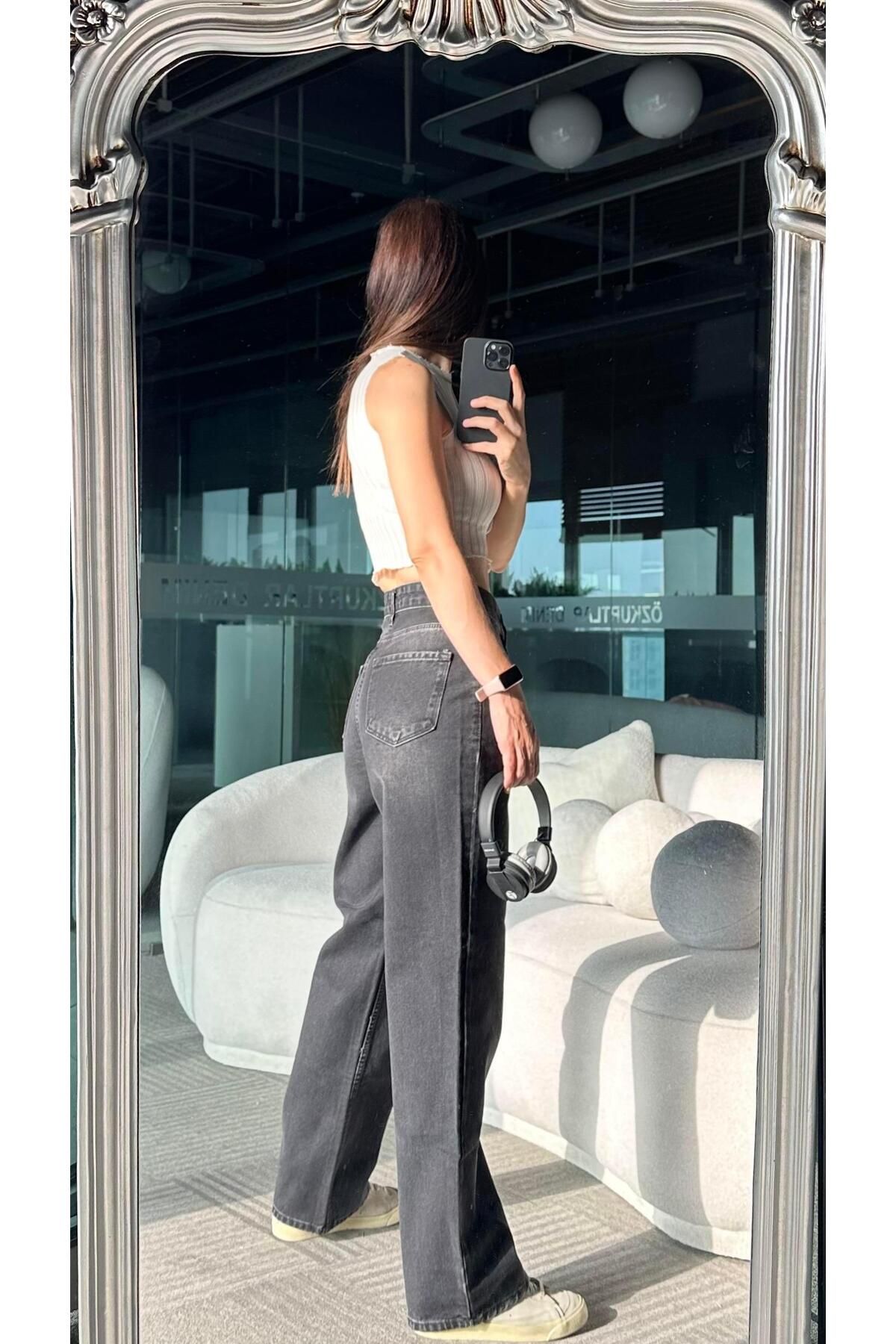 TamSeninTarzin-Jenna High Waist Palazzo Denim Trousers 3