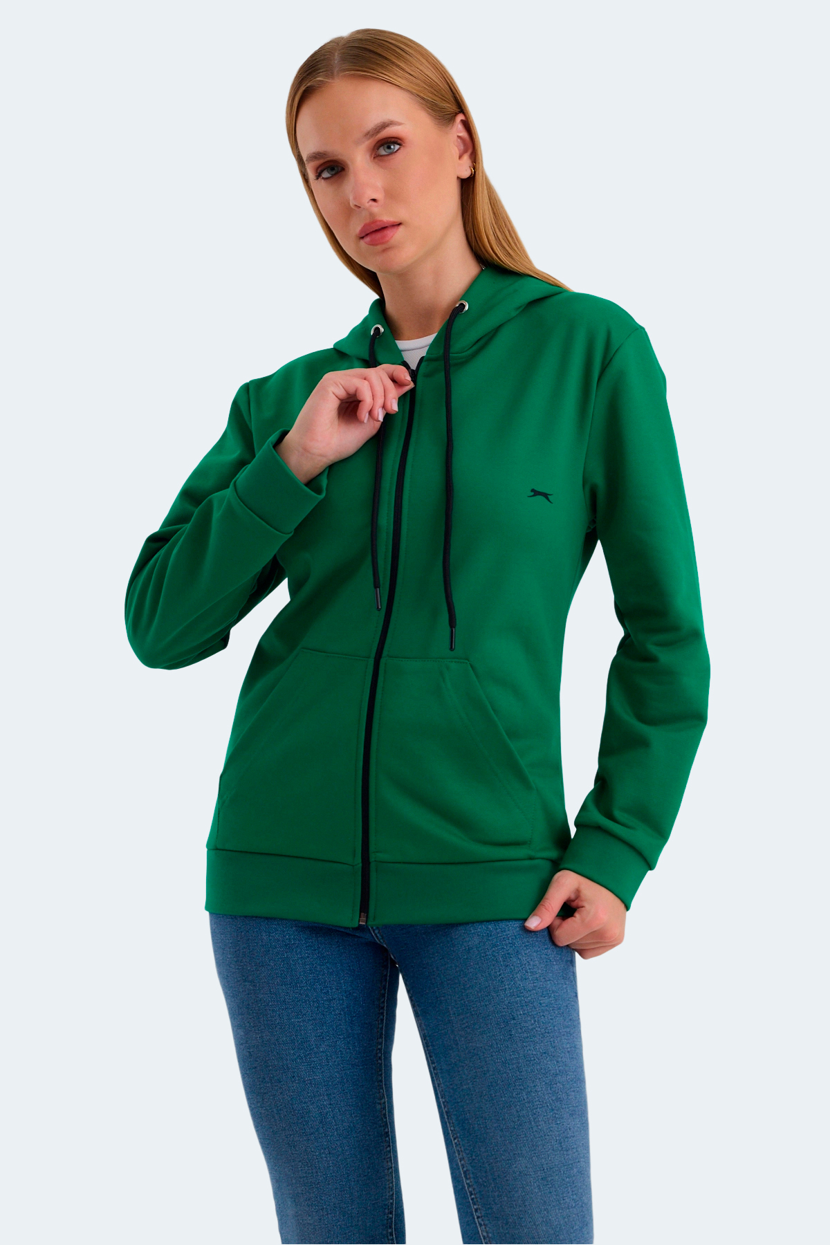 Slazenger KATYA Kadın Fermuarlı Kapüşonlu Cepli Nane Sweatshirt görsel 7