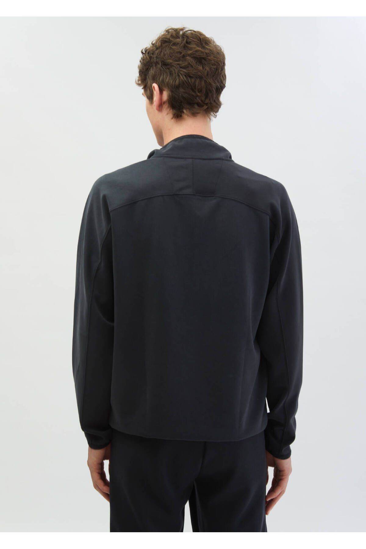 Ramsey-Black Stand Collar Plain Sweatshirt 5