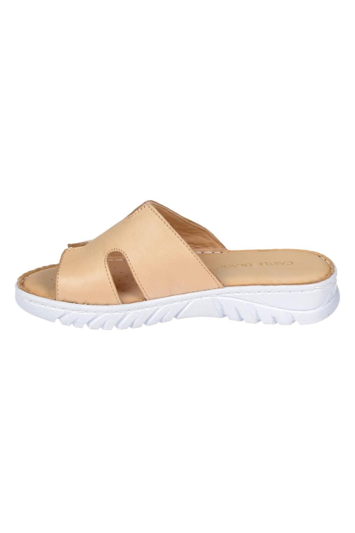 pullman-Beige Genuine Leather Women's Slippers - Sk-22357 Comfort 3